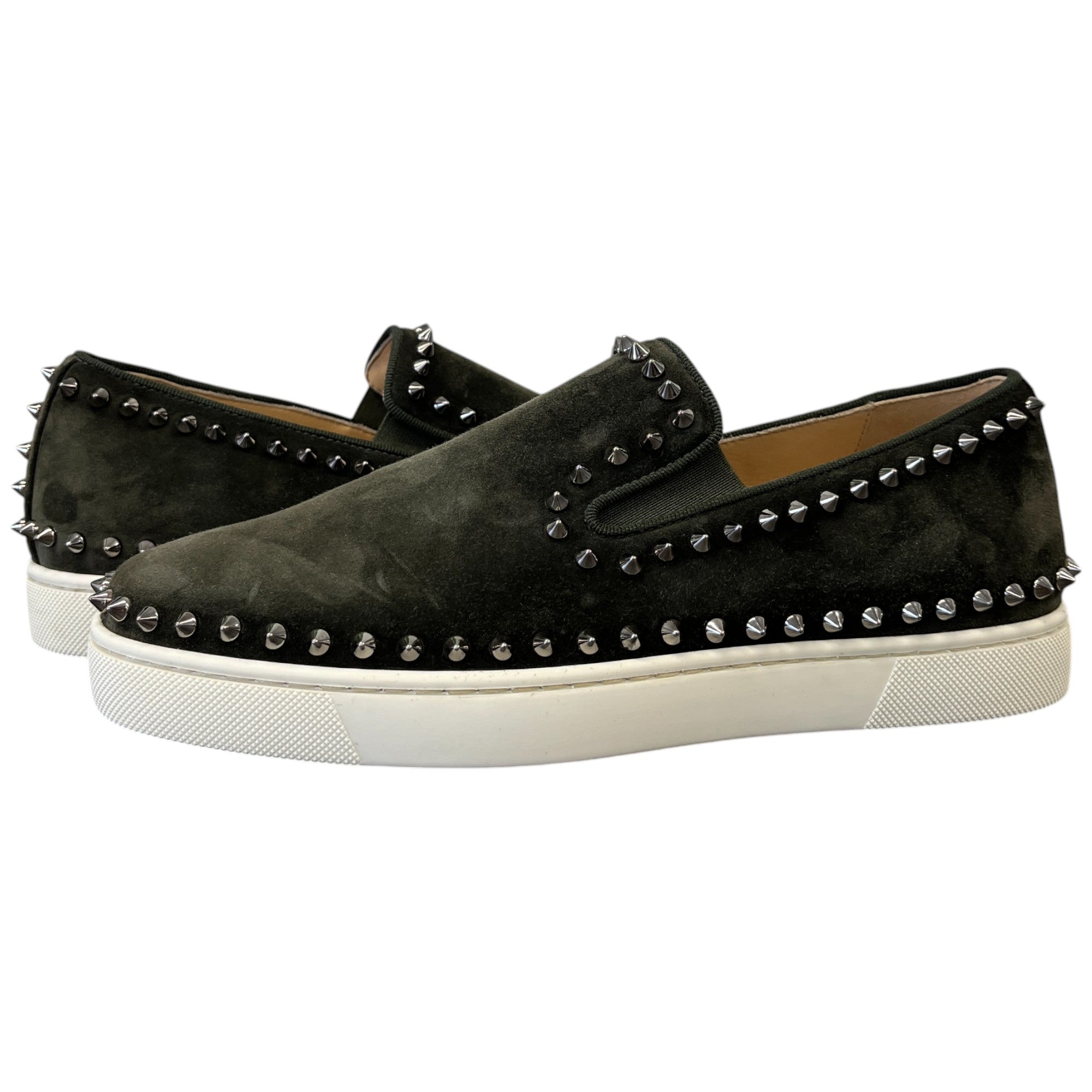 Men's Pik Boat Studded Suede Loafers Khaki Size EU 39.5 / UK 5.5