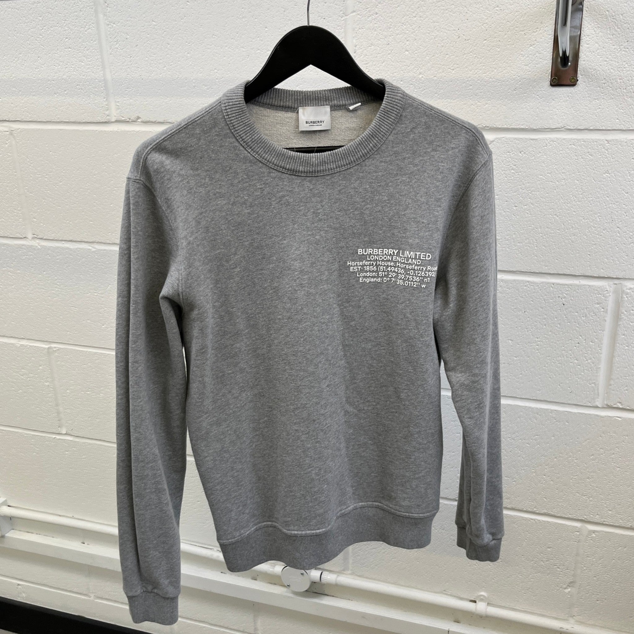 Men's Location Print Sweatshirt Grey Size XS