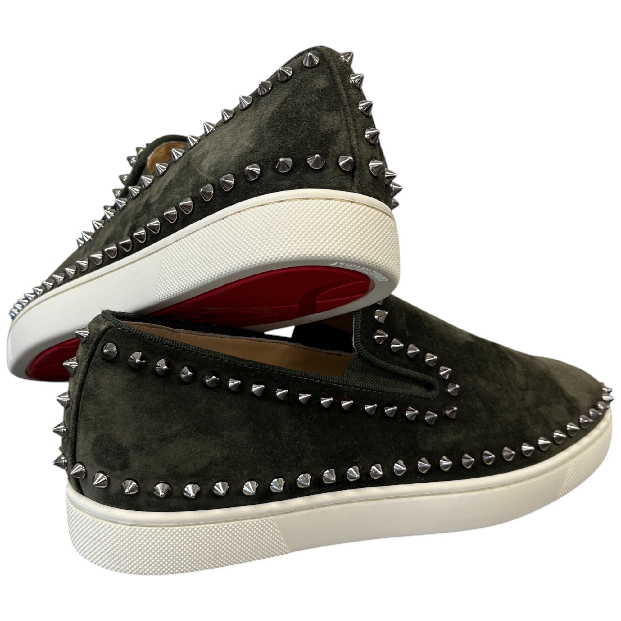 Men's Pik Boat Studded Suede Loafers Khaki Size EU 39.5 / UK 5.5