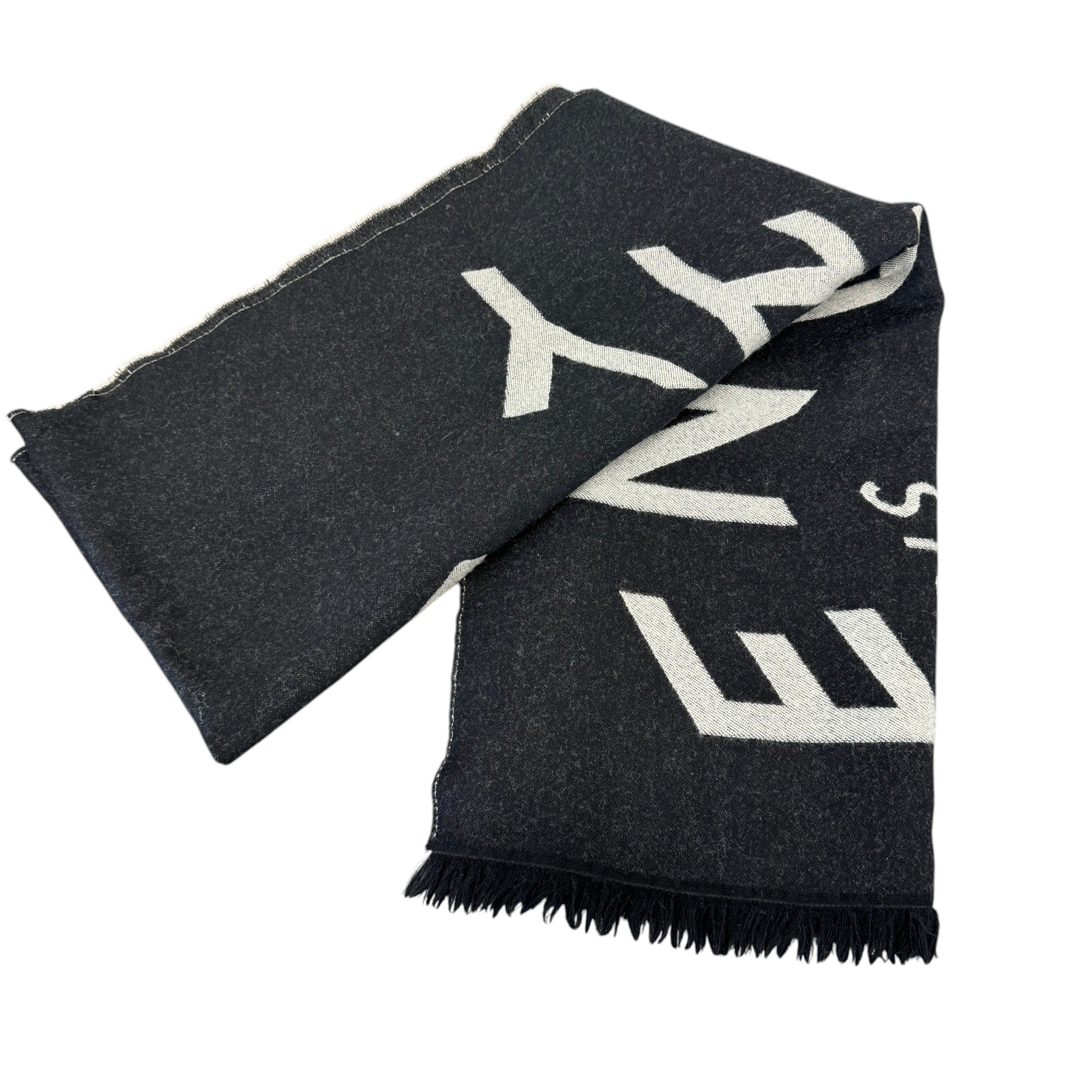 Men's Wool Logo Scarf Black