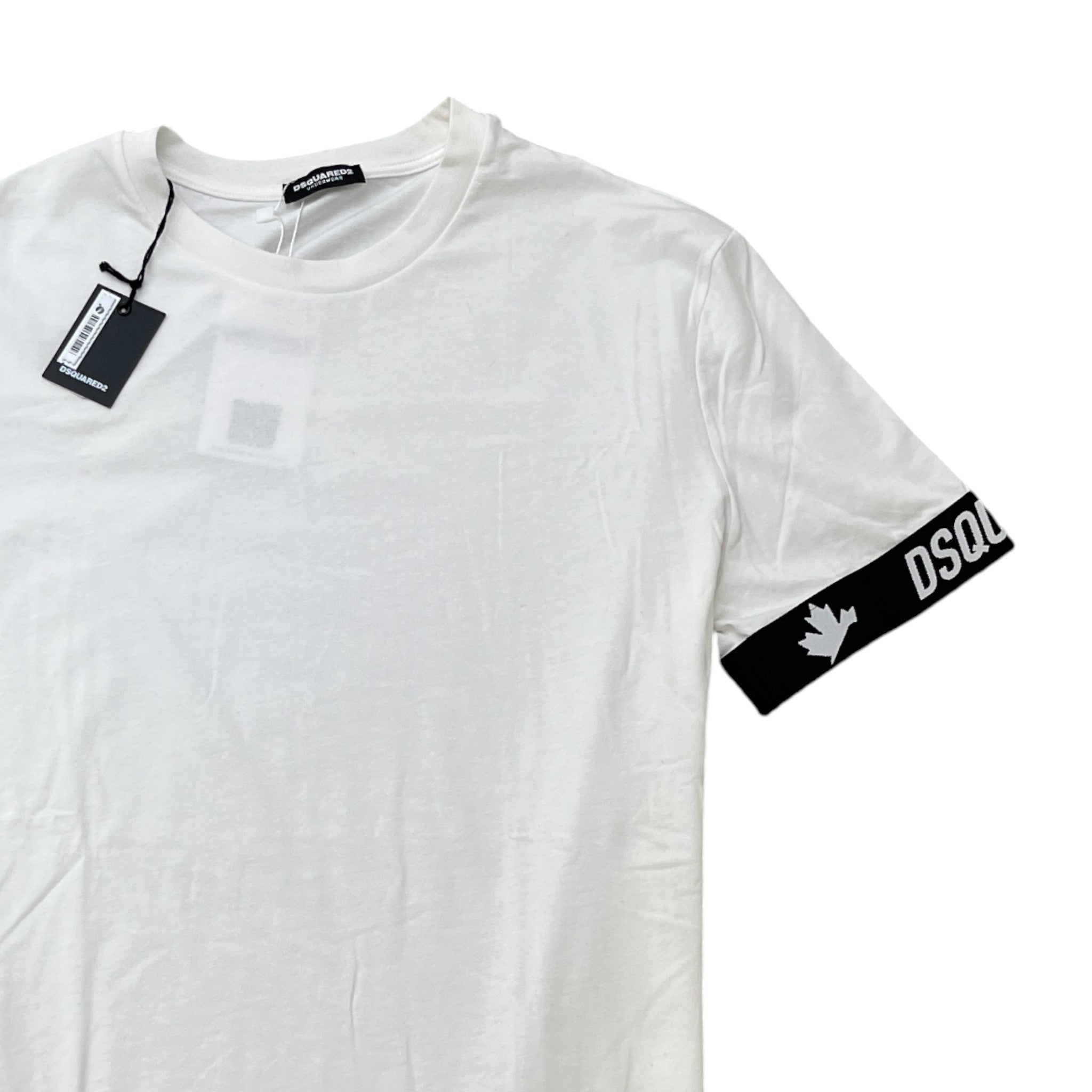 Men's Logo Print Cuffs T-Shirt White Size M