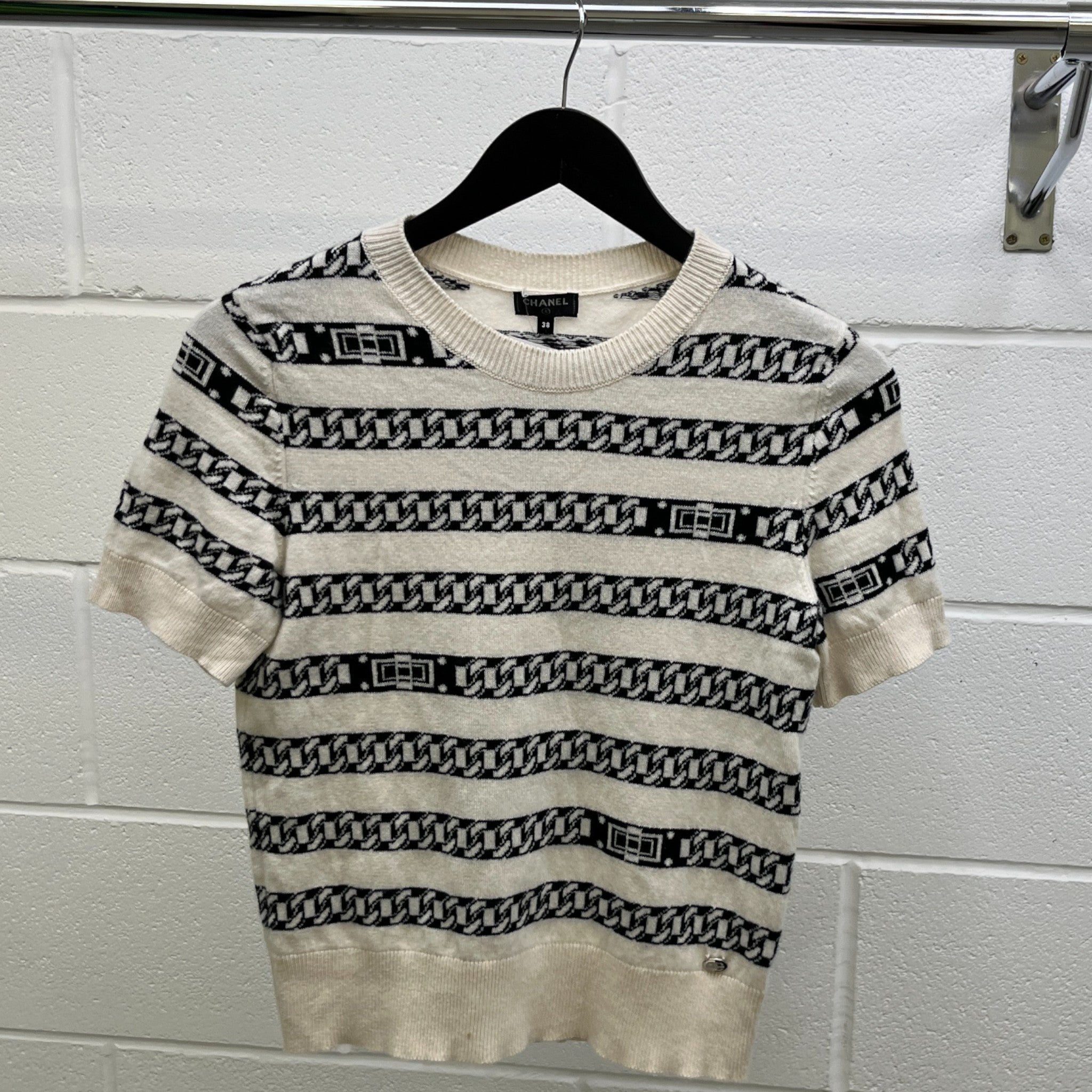 Women's Chain Link Cashmere Top Cream Size XS