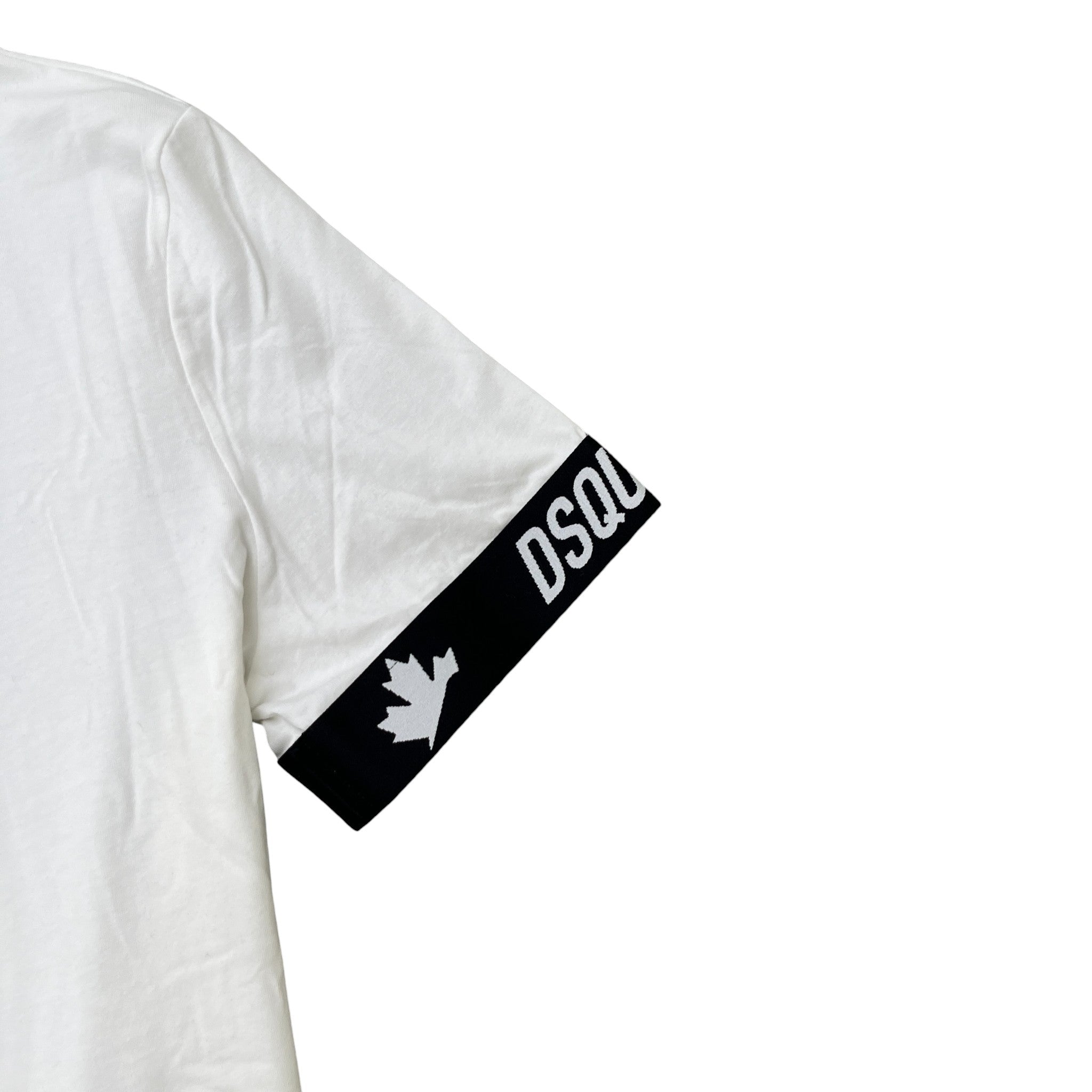 Men's Logo Print Cuffs T-Shirt White Size M