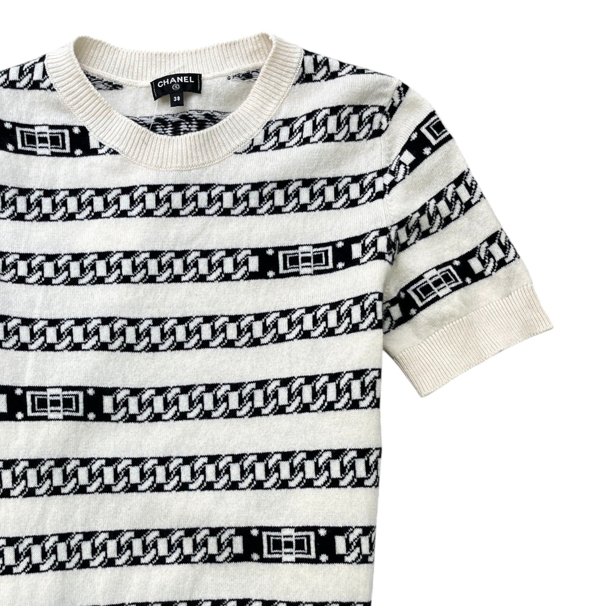 Women's Chain Link Cashmere Top Cream Size XS