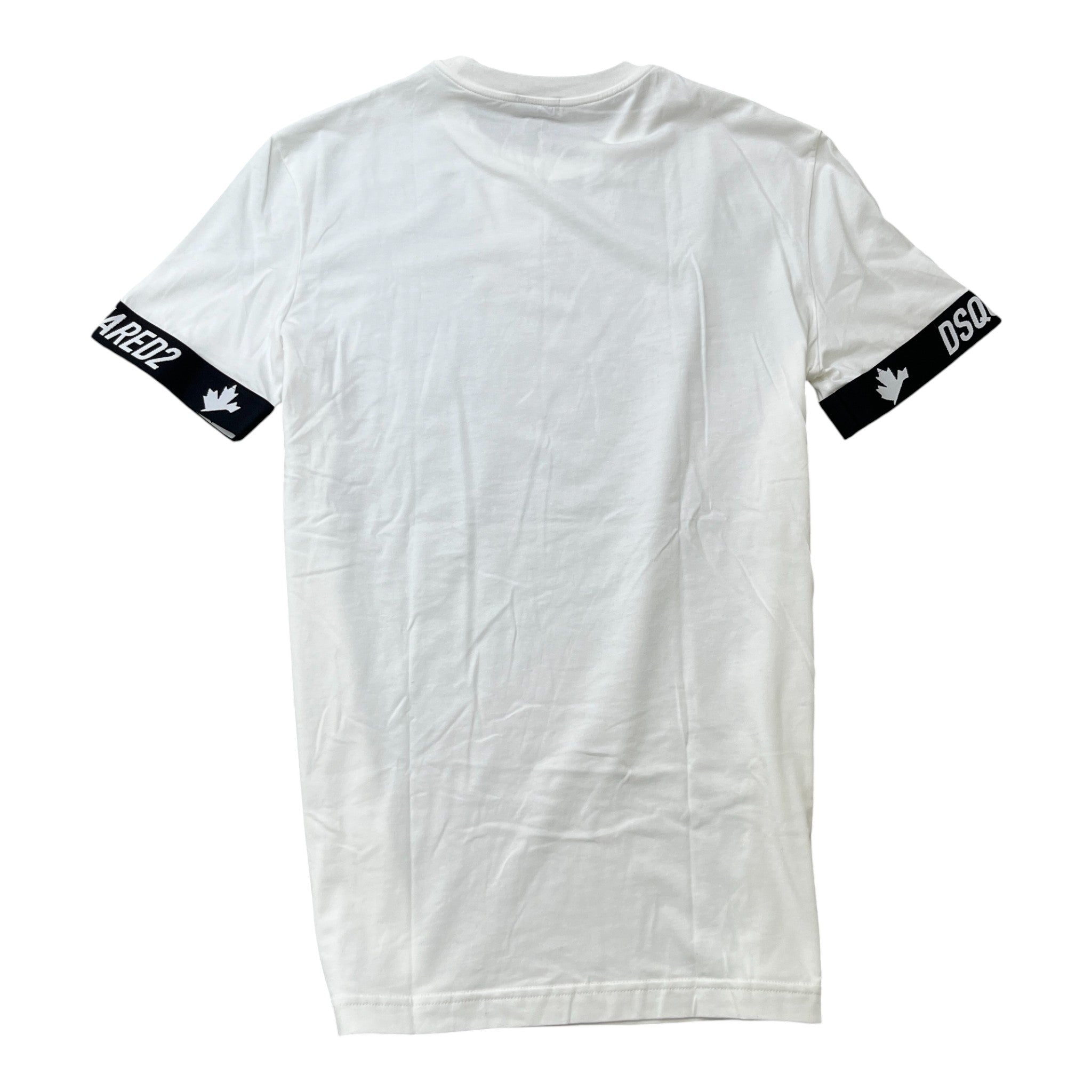 Men's Logo Print Cuffs T-Shirt White Size M