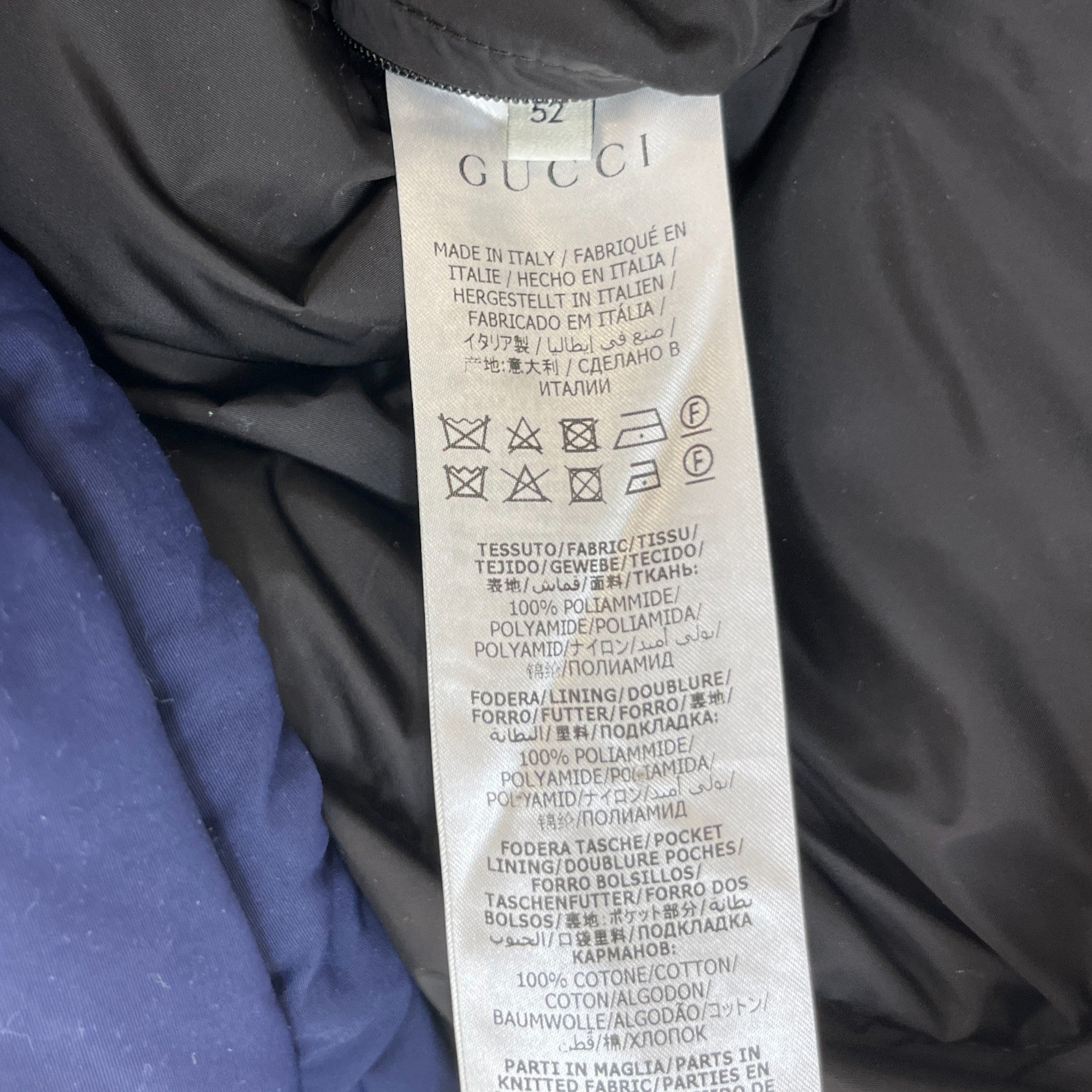 Men's Gg Supreme Down Jacket Navy Size IT 52 / XL