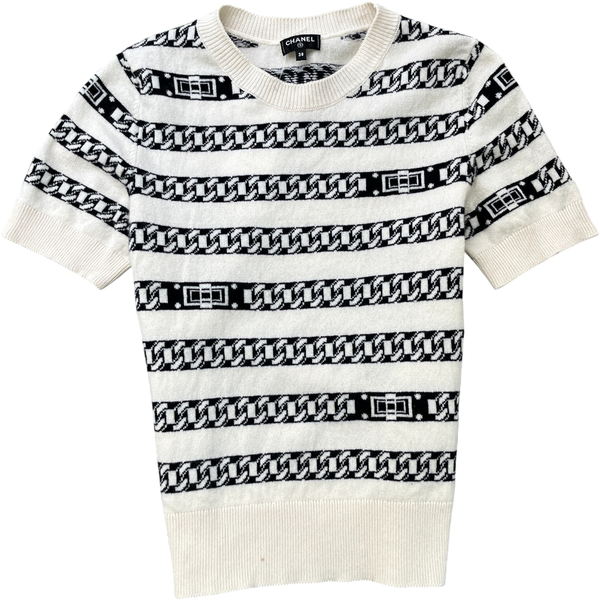 Women's Chain Link Cashmere Top Cream Size XS