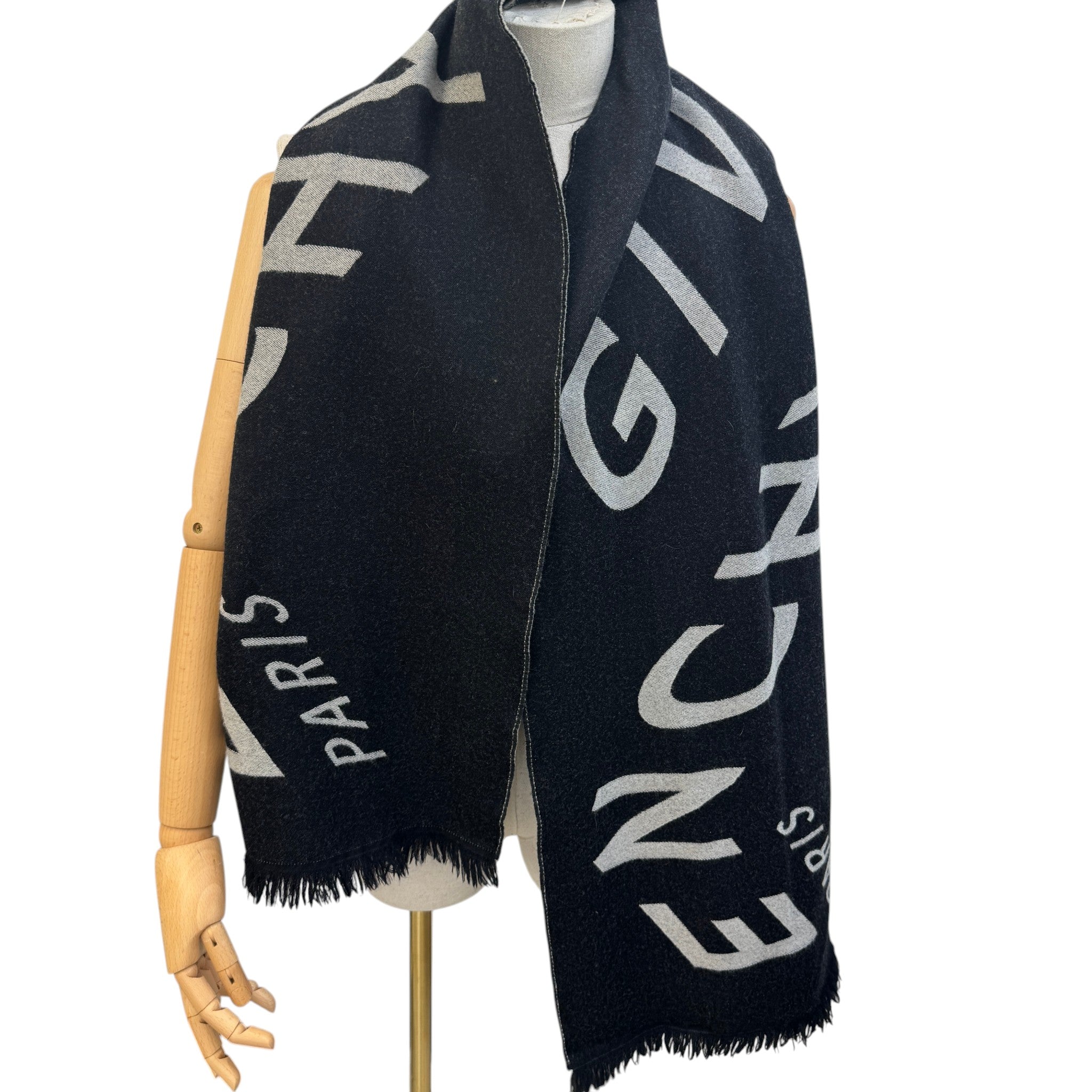 Men's Wool Logo Scarf Black
