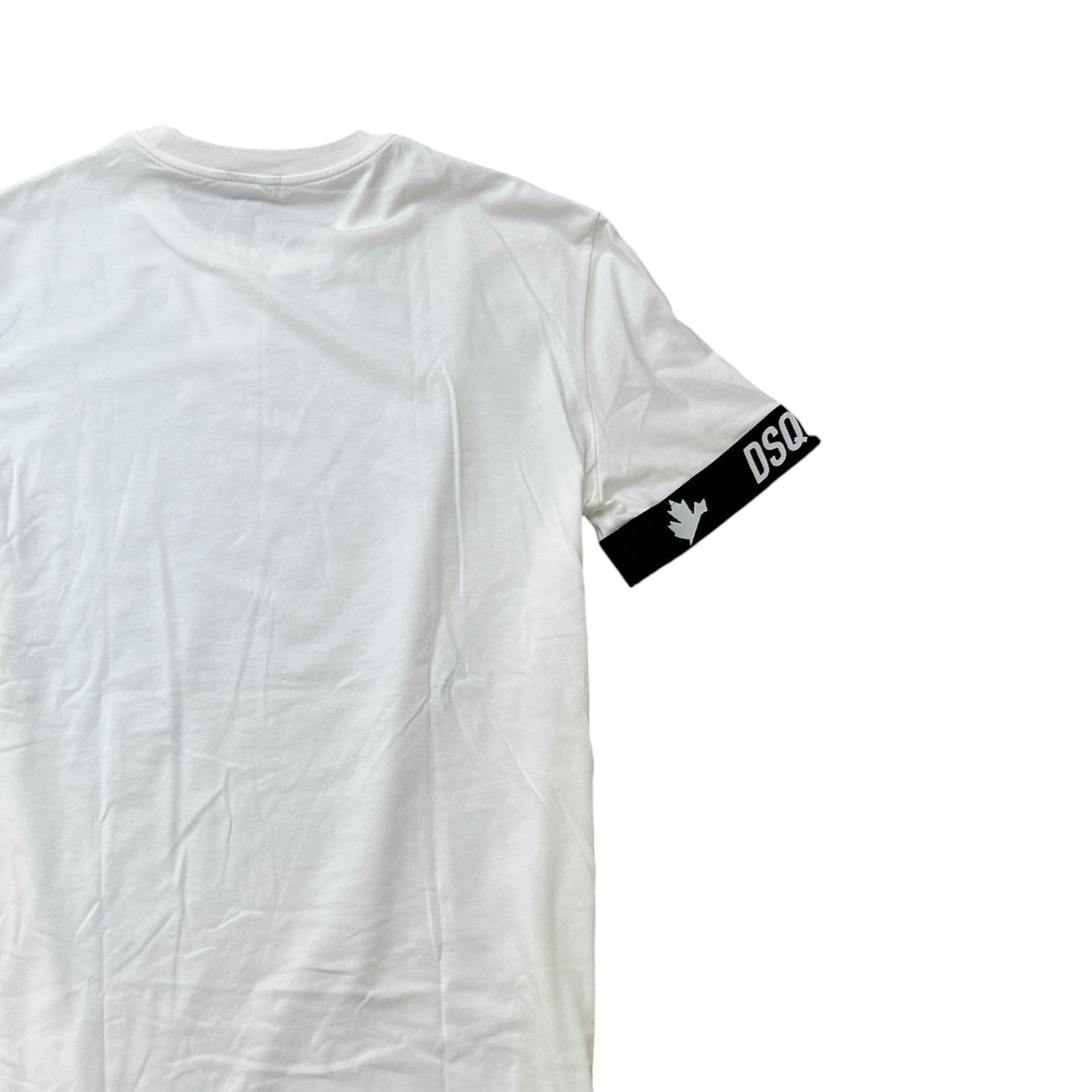 Men's Logo Print Cuffs T-Shirt White Size M