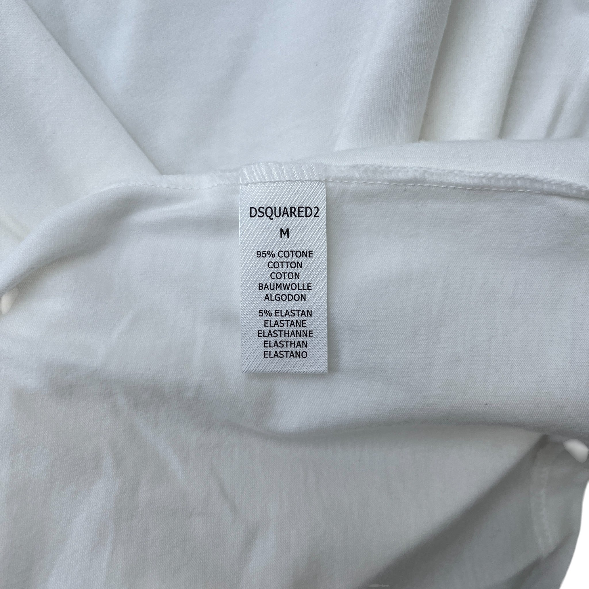 Men's Logo Print Cuffs T-Shirt White Size M