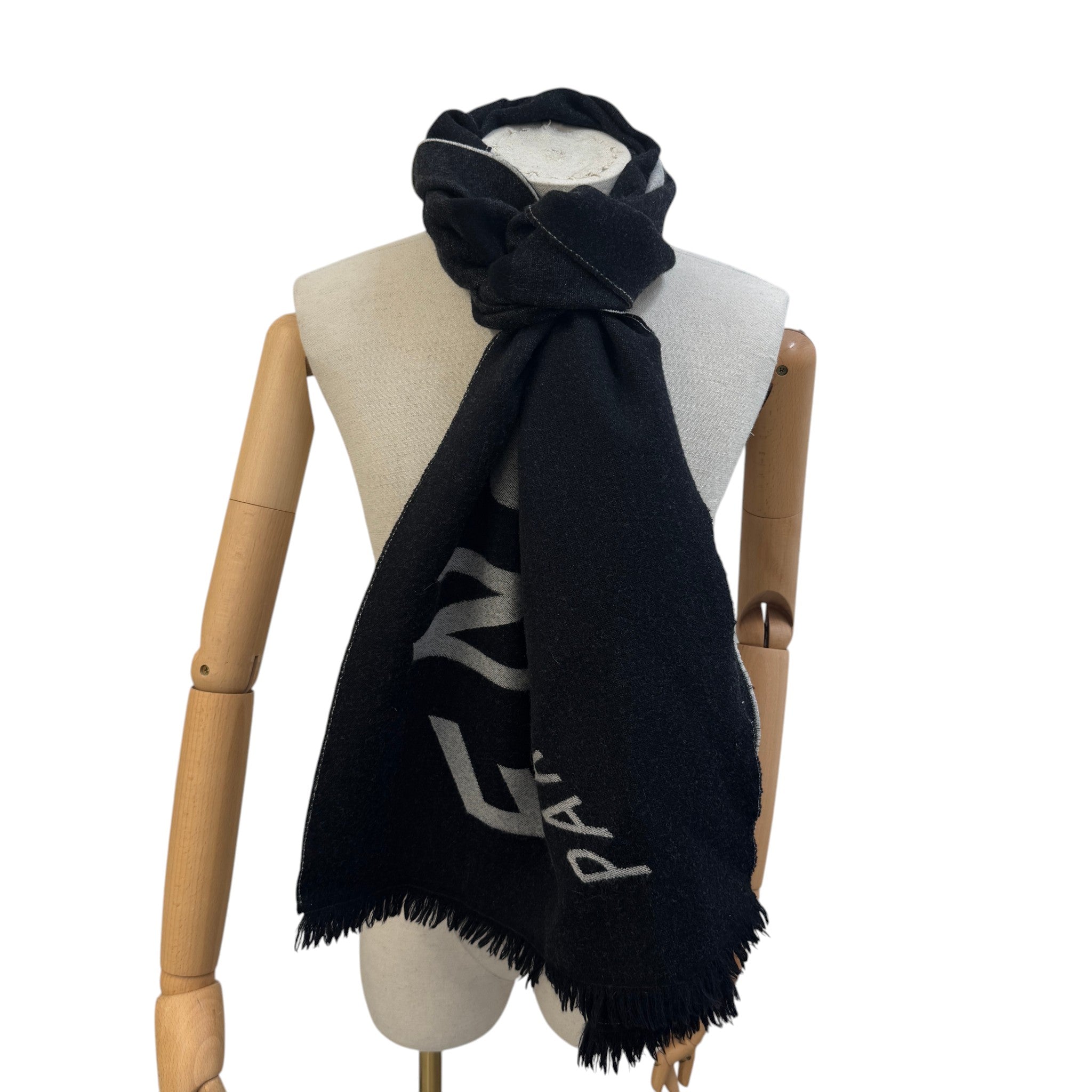 Men's Wool Logo Scarf Black