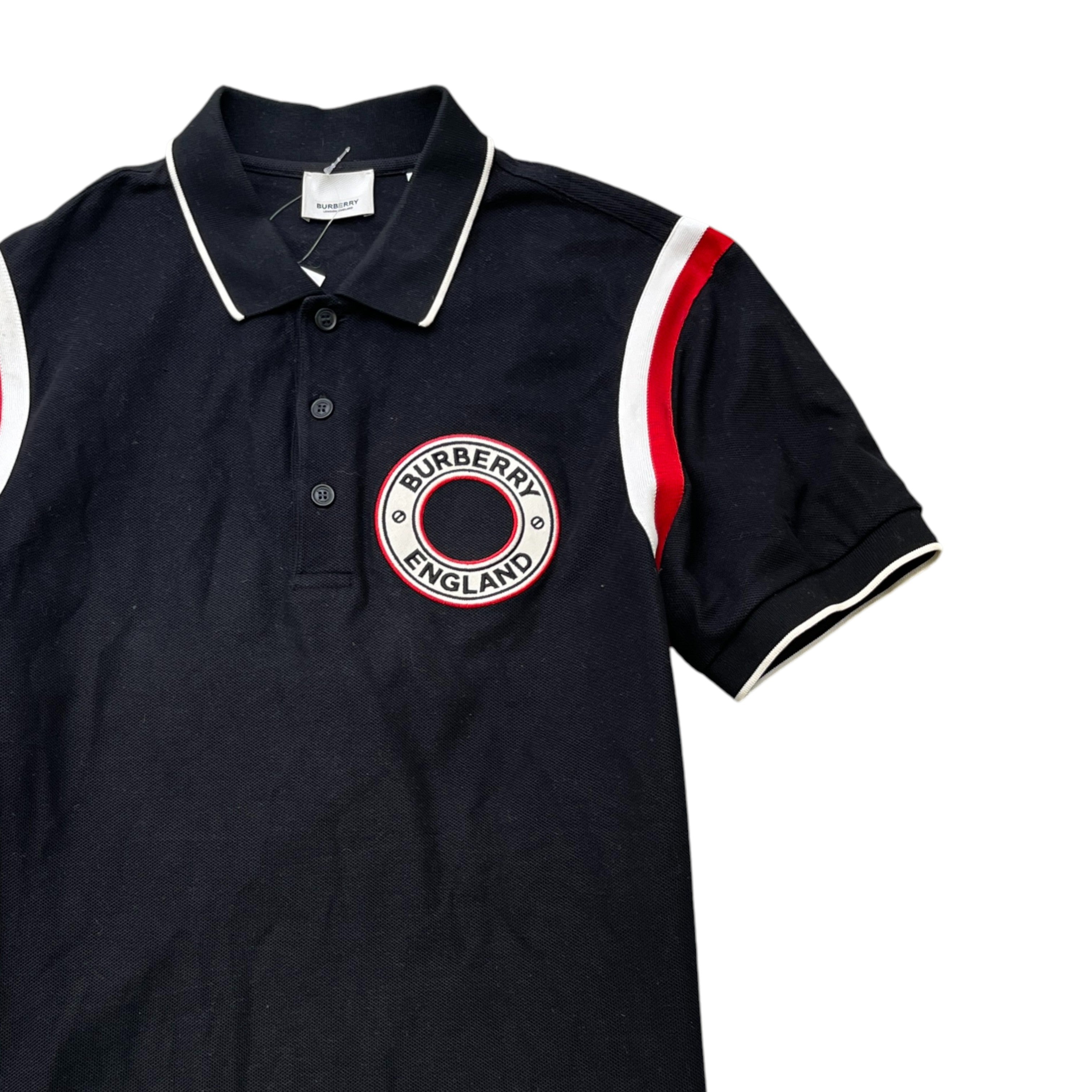 Men's Embroidered Logo Polo Shirt Black Size S