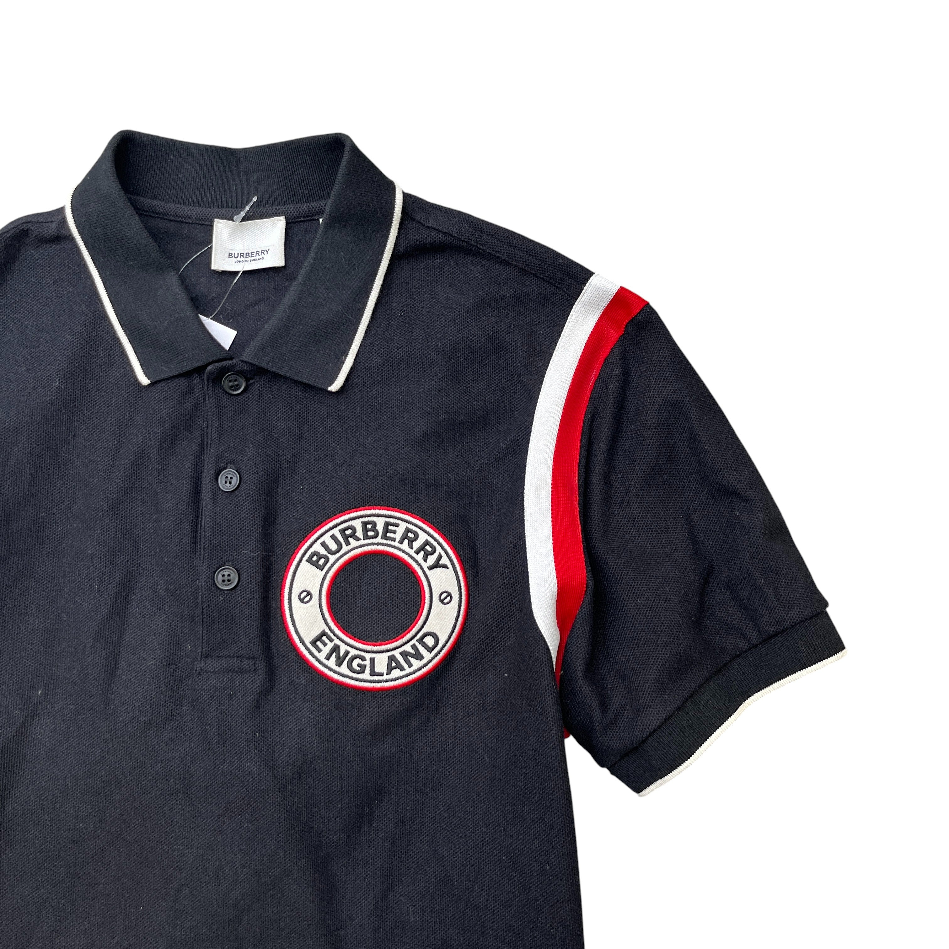 Men's Embroidered Logo Polo Shirt Black Size S