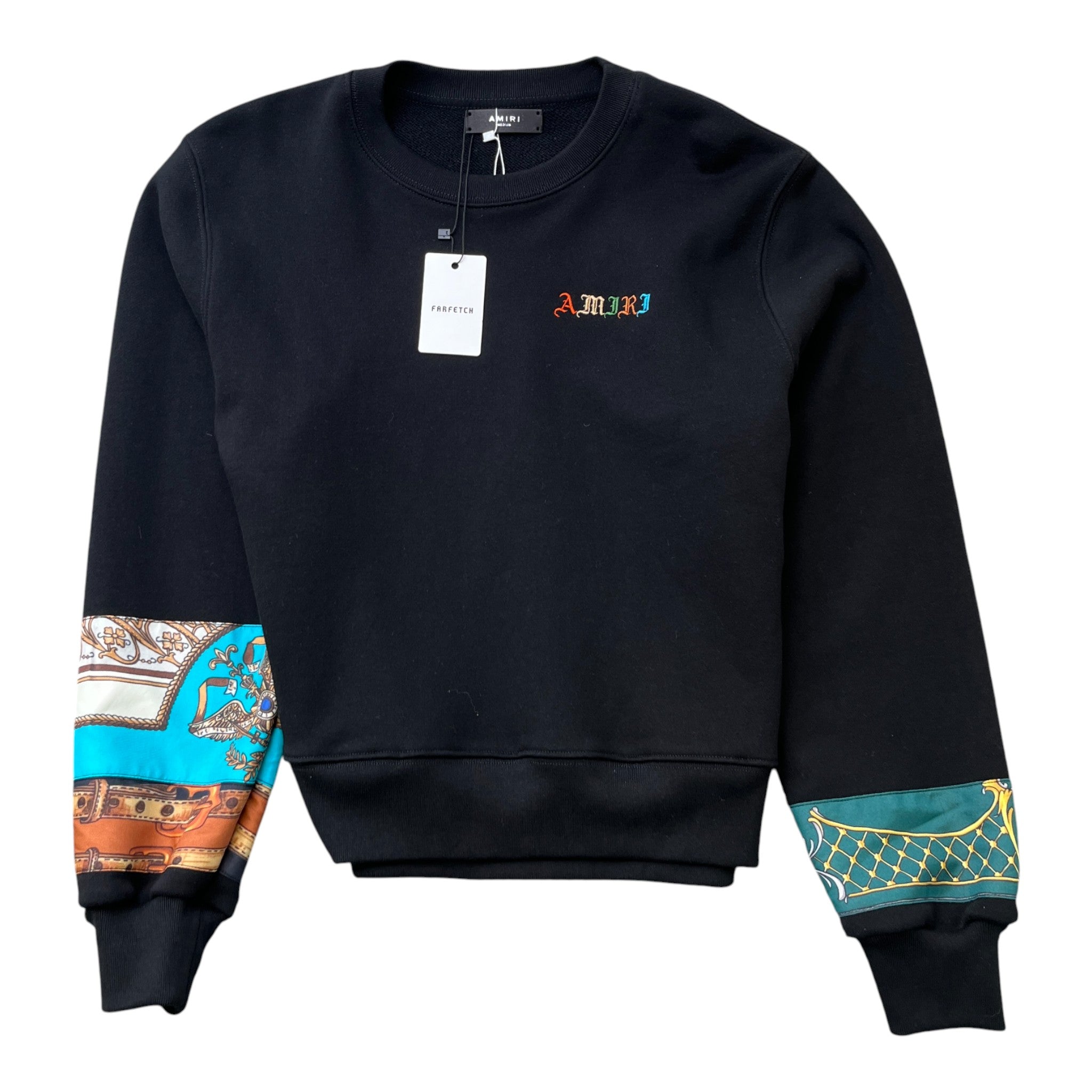 Men's Olde English Scarf Print Jumper Black Size M