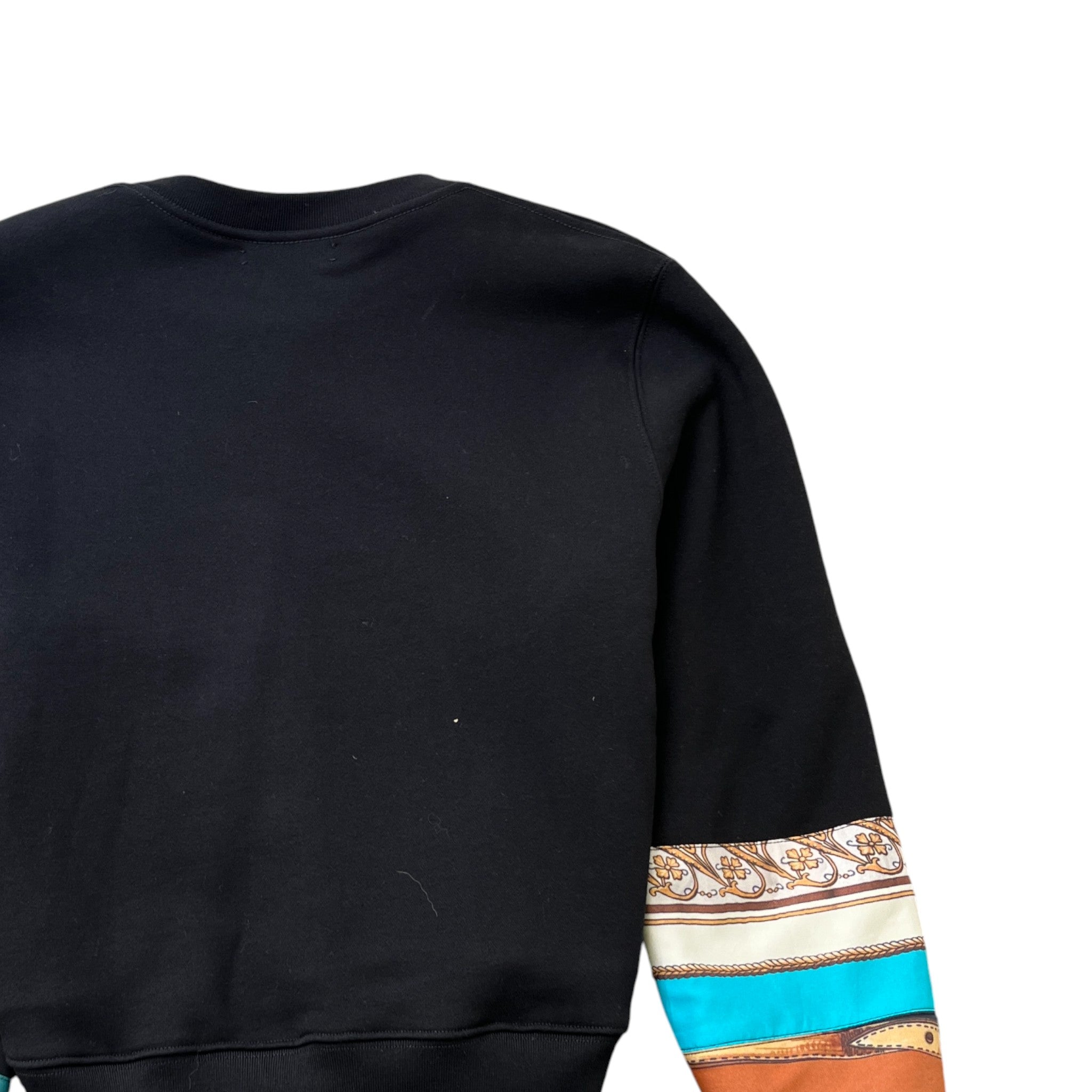 Men's Olde English Scarf Print Jumper Black Size M