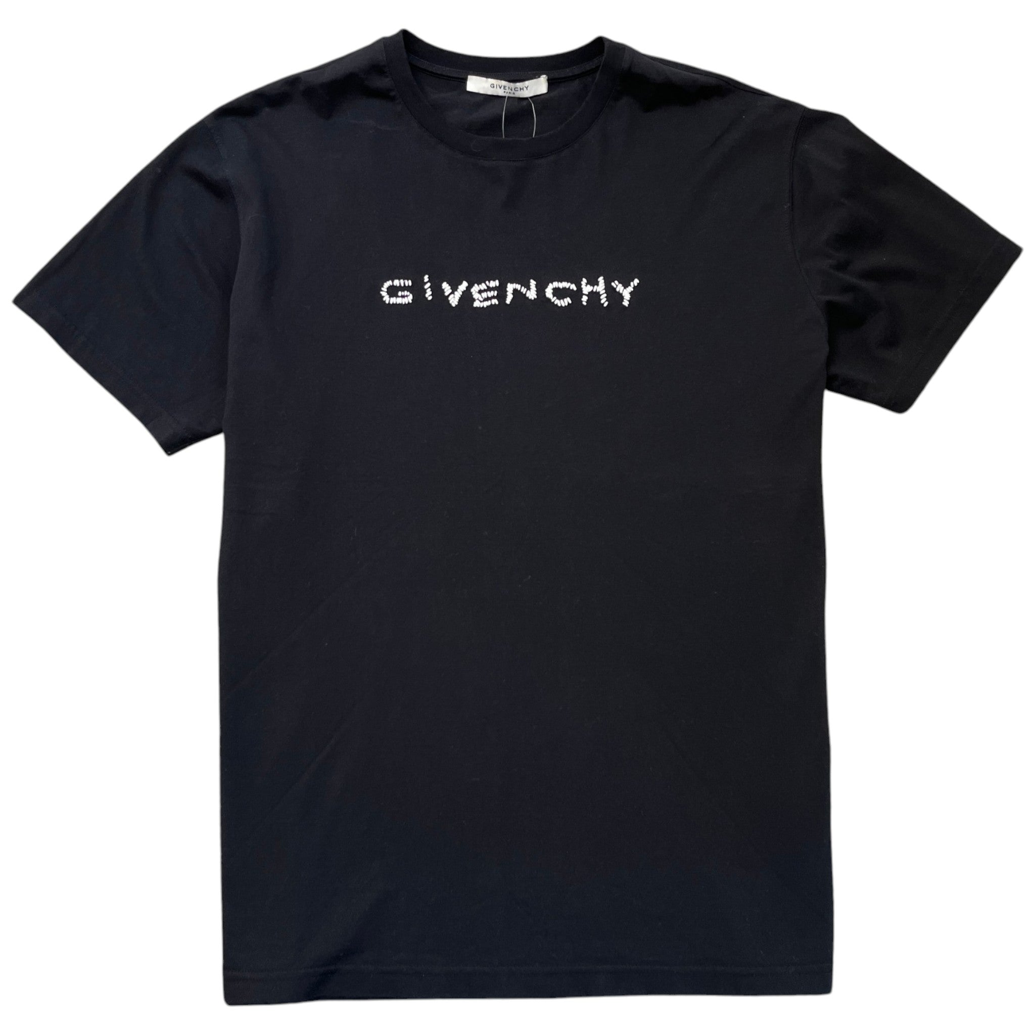 Men's Embroidered Logo Distressed T-Shirt Black Size M