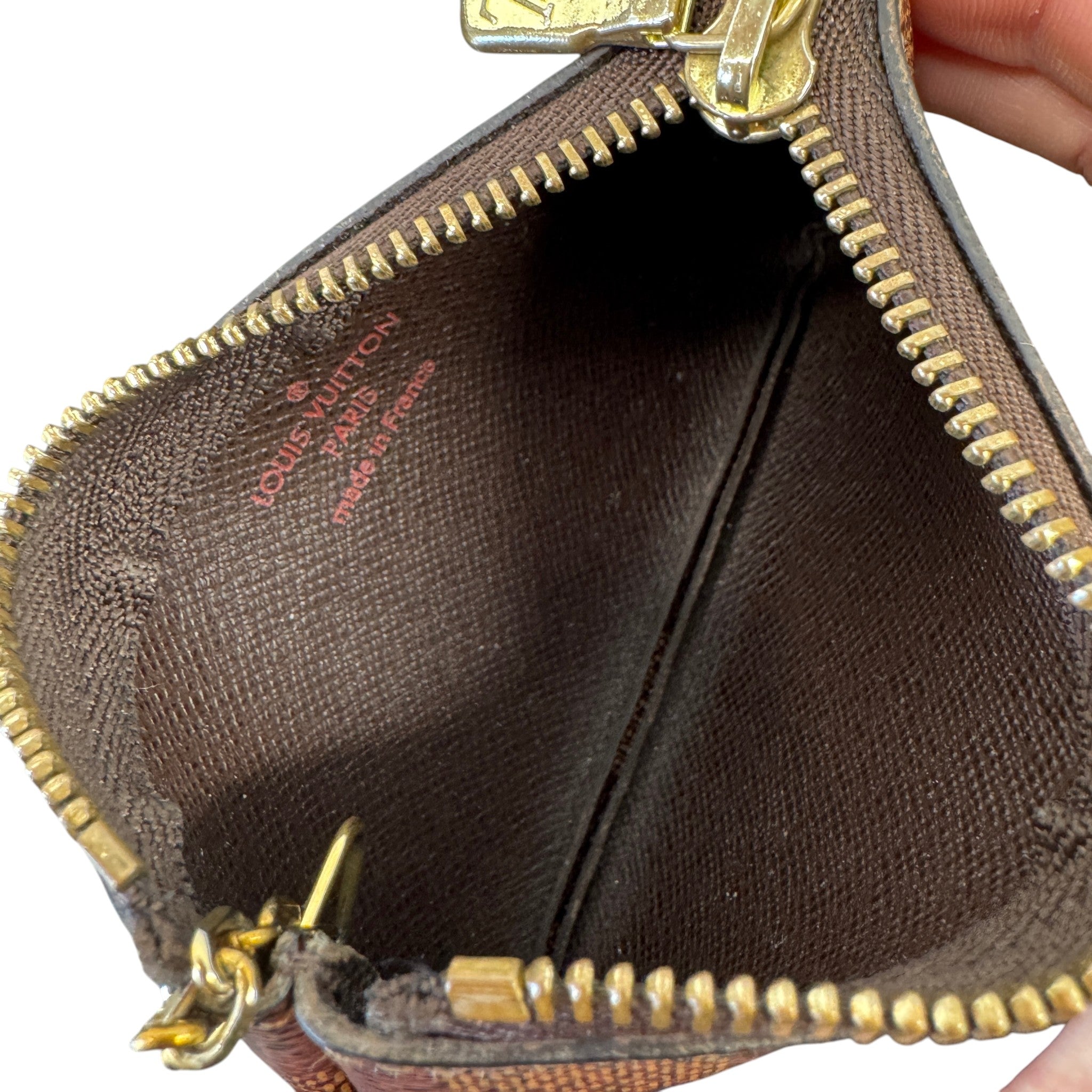 Women's Damier Ebene Coin Pouch Keyring Brown