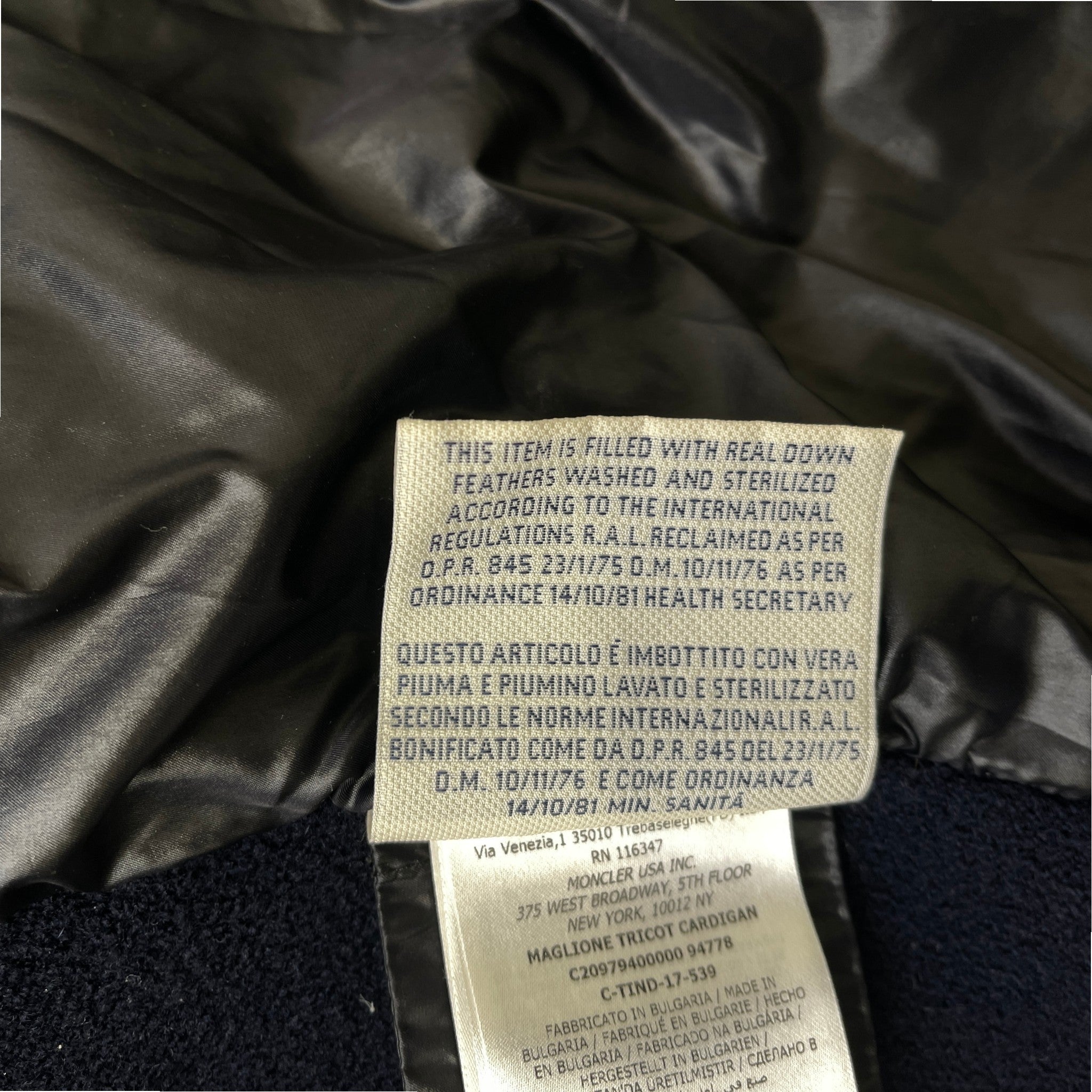Men's Maglione Tricot Cardigan Jacket Navy Size XL
