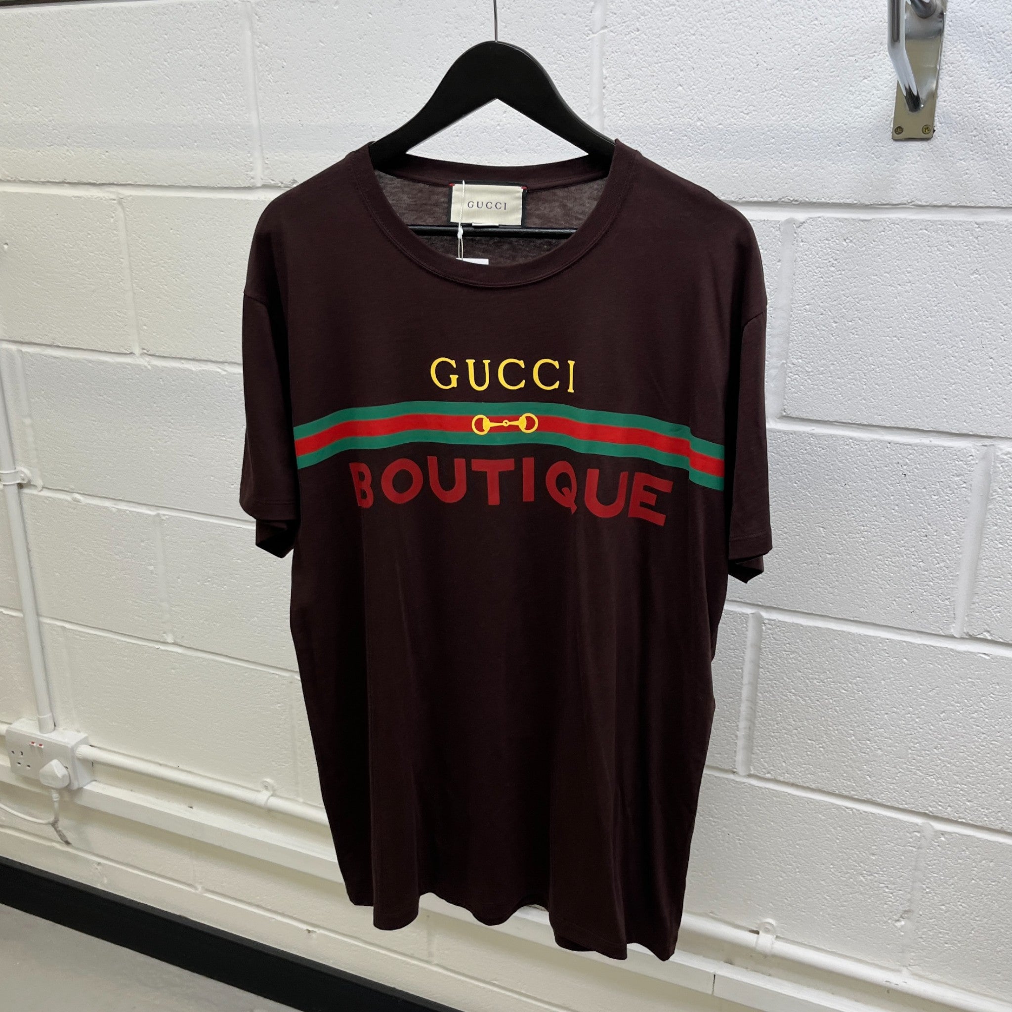 Men's Logo Print T-Shirt Brown Size M