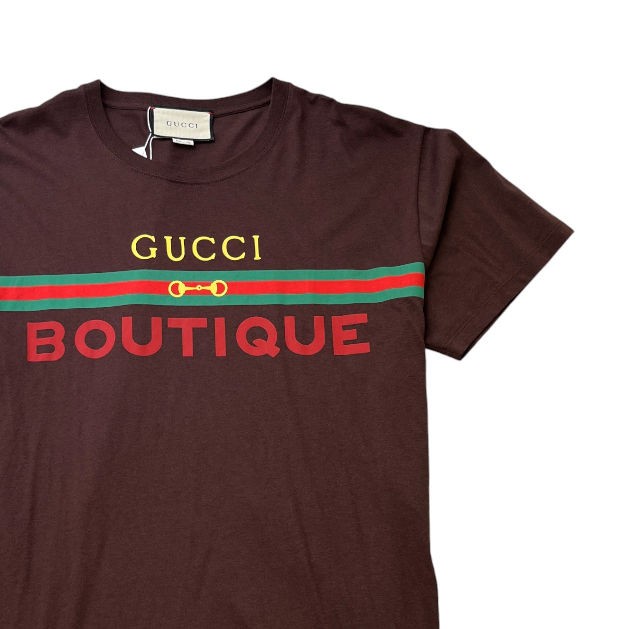 Men's Logo Print T-Shirt Brown Size M