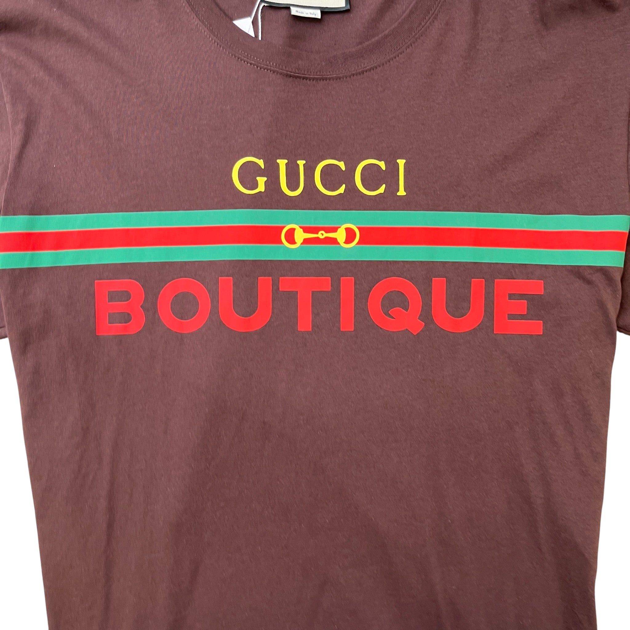 Men's Logo Print T-Shirt Brown Size M