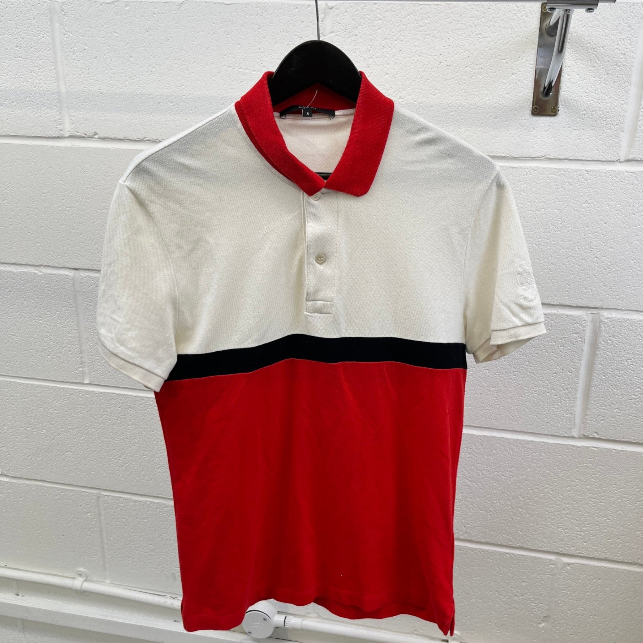 Men's Colour Block Polo Shirt Red Size S