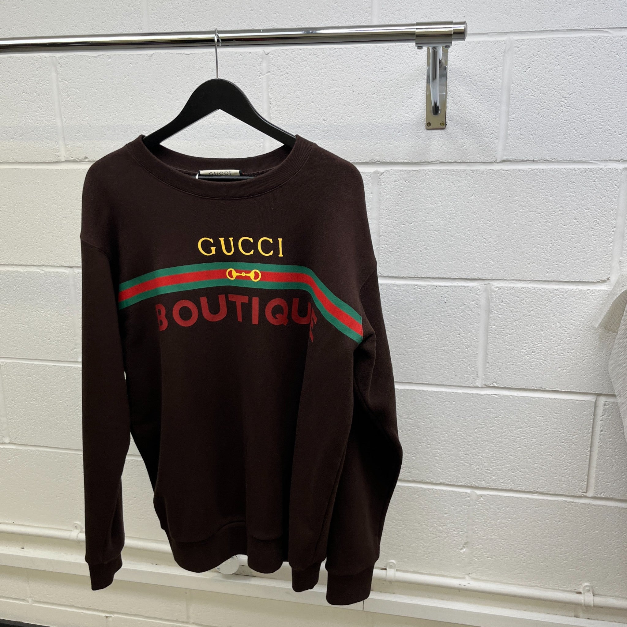 Men's Logo Print Jumper Brown Size M