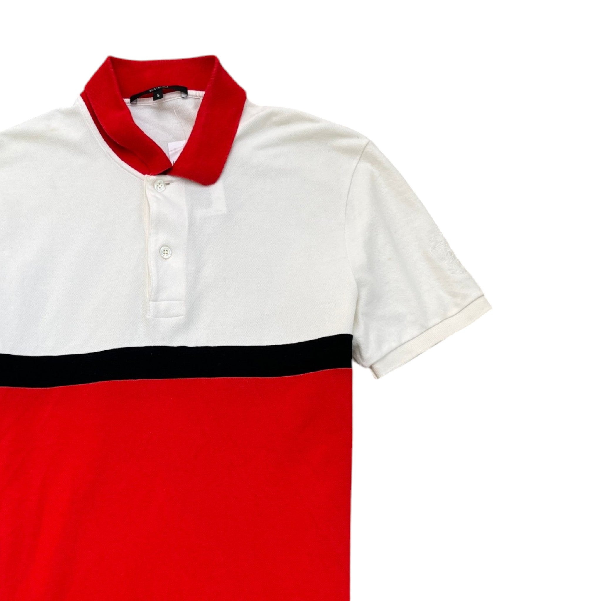Men's Colour Block Polo Shirt Red Size S