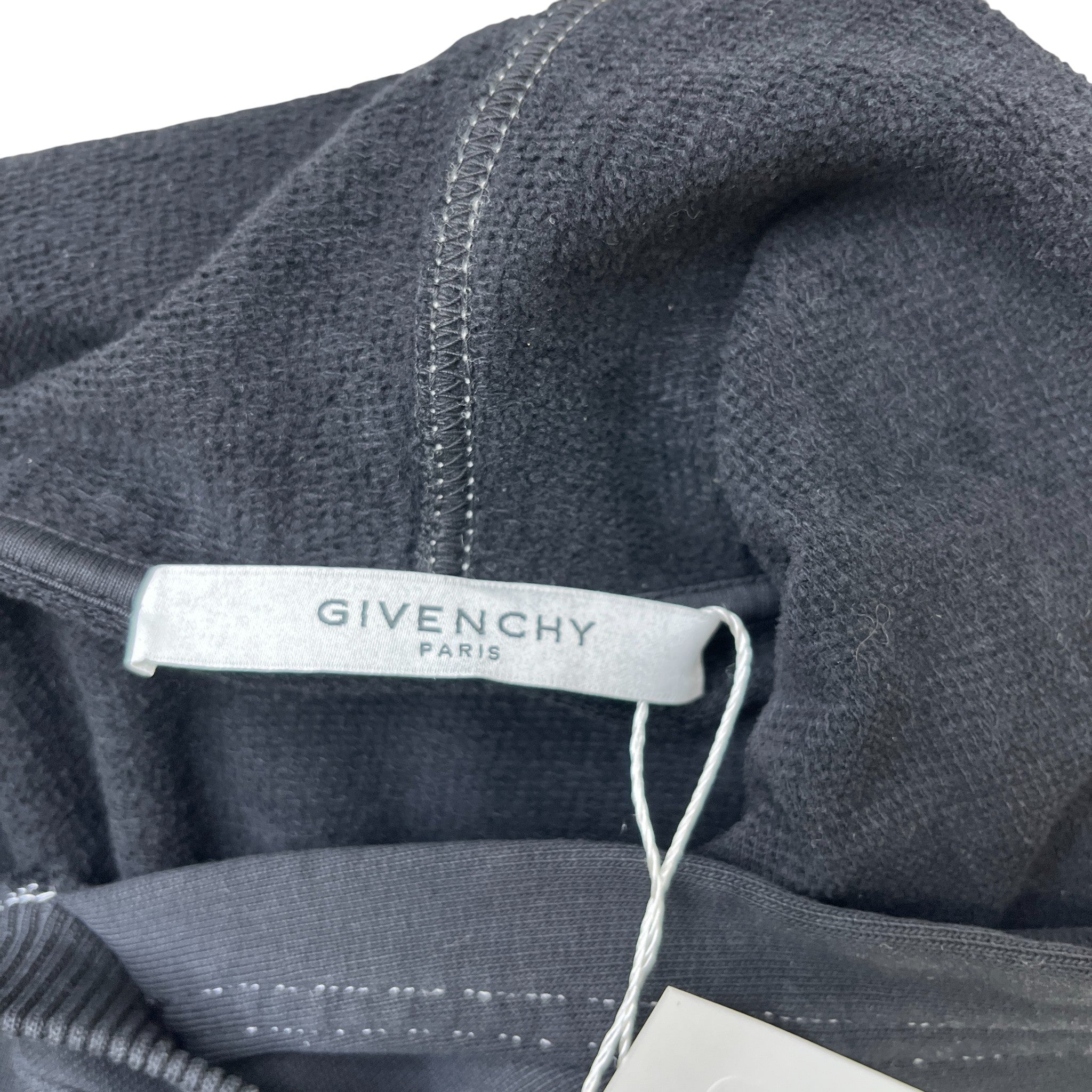 Men's Triple Stitched Logo Print Hoodie Black Size XL