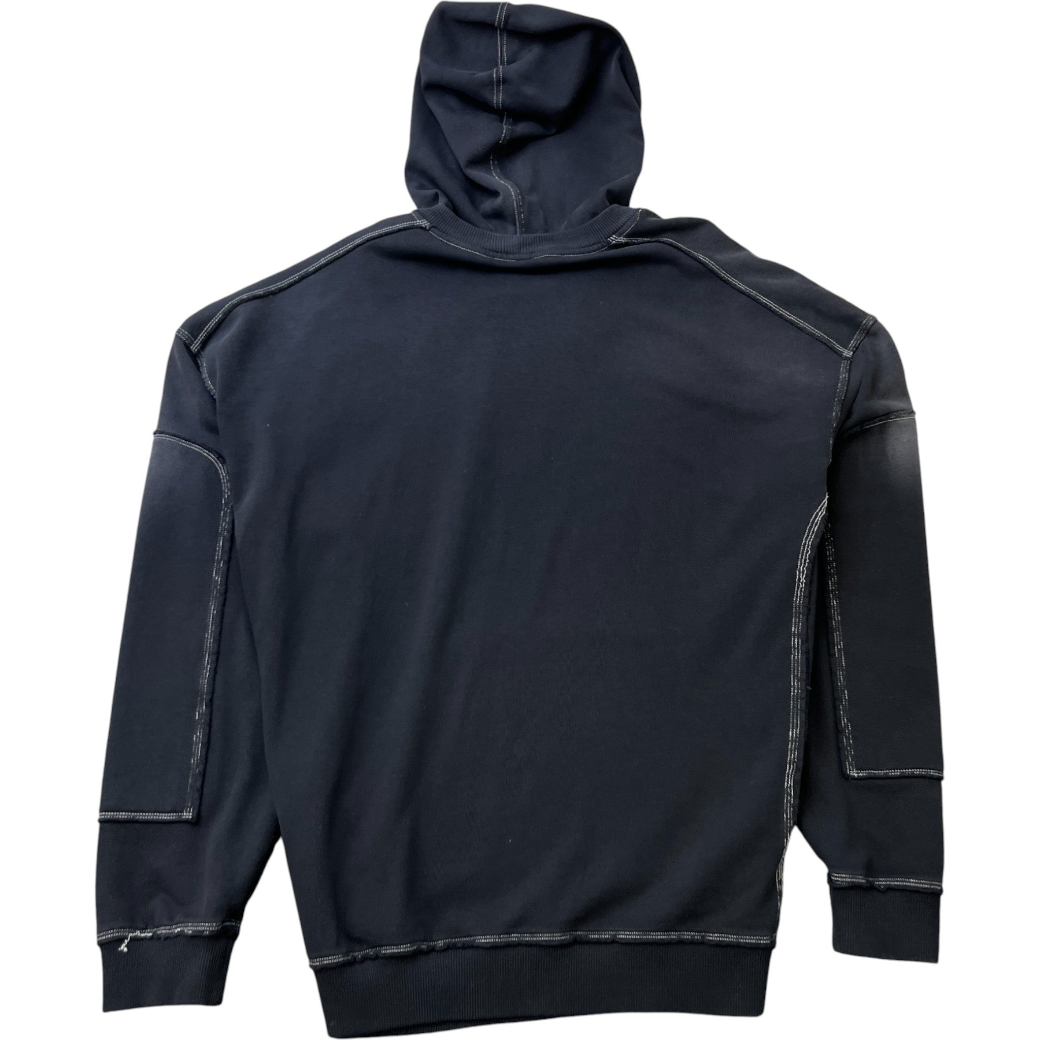 Men's Triple Stitched Logo Print Hoodie Black Size XL