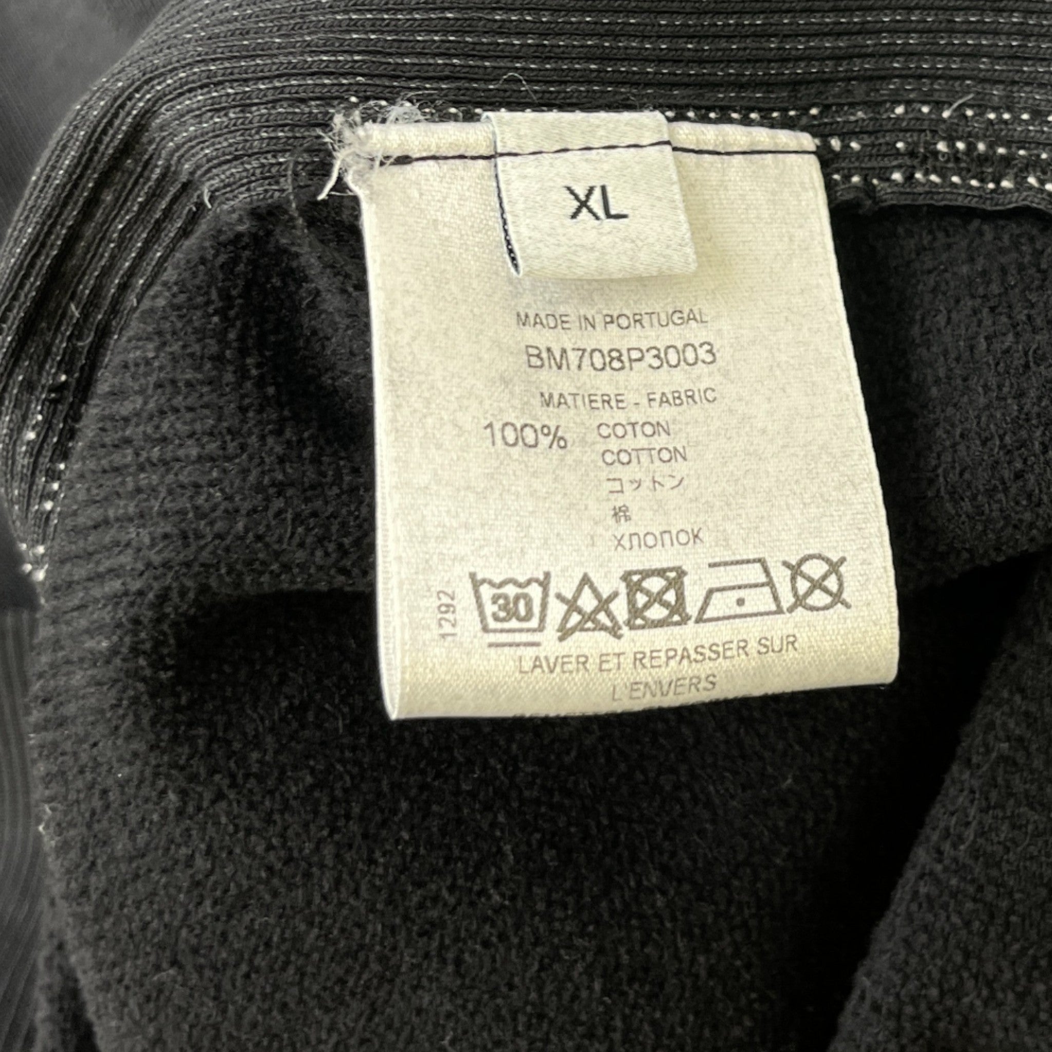 Men's Triple Stitched Logo Print Hoodie Black Size XL