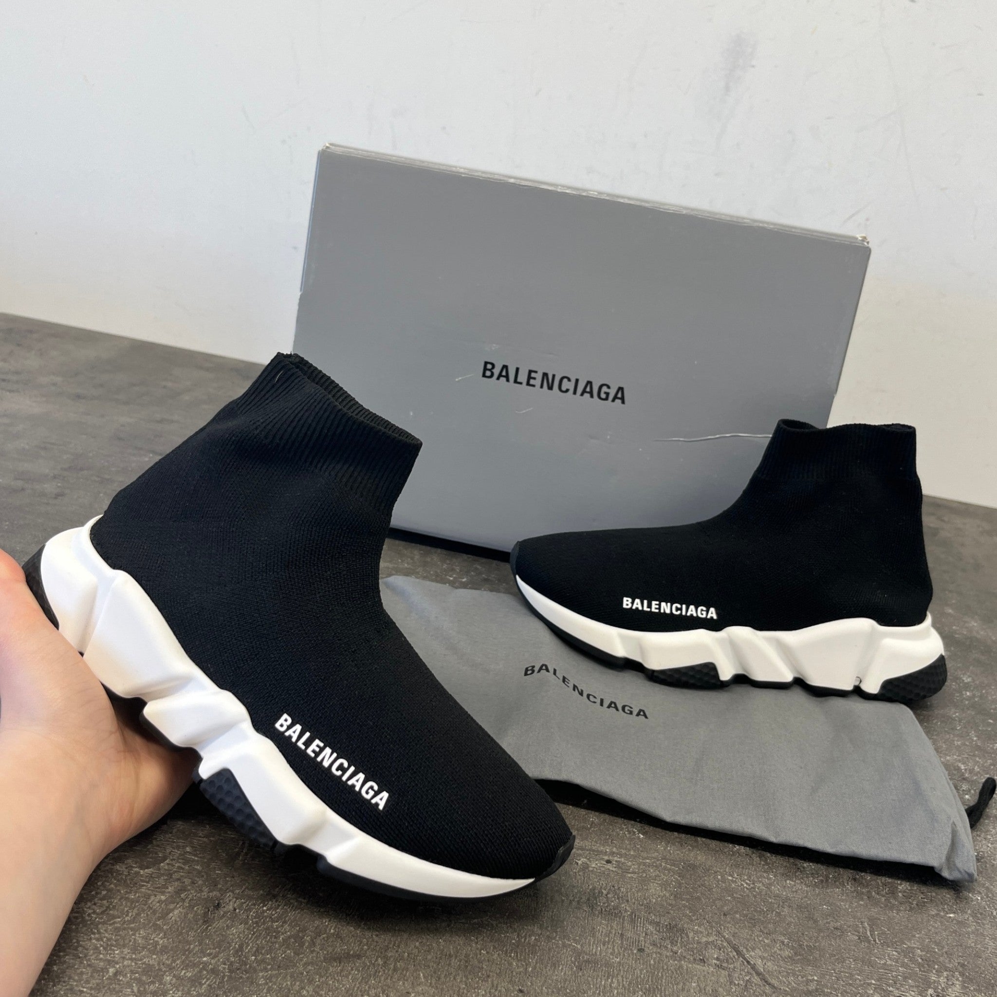 Women's Speed Sock High Trainers Black Size EU 35 / UK 2