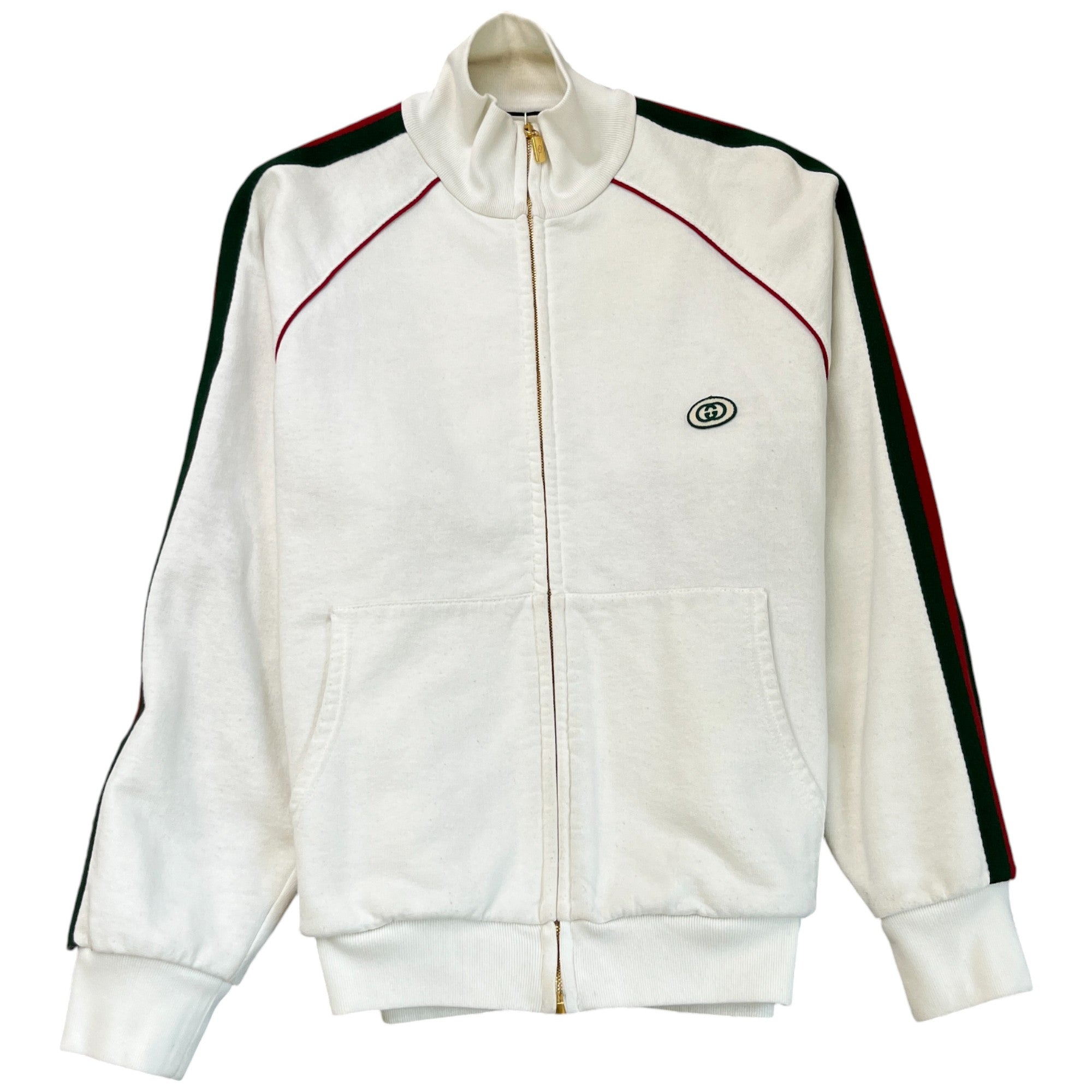Men's Web Stripe Embroidered Logo Jacket White Size S