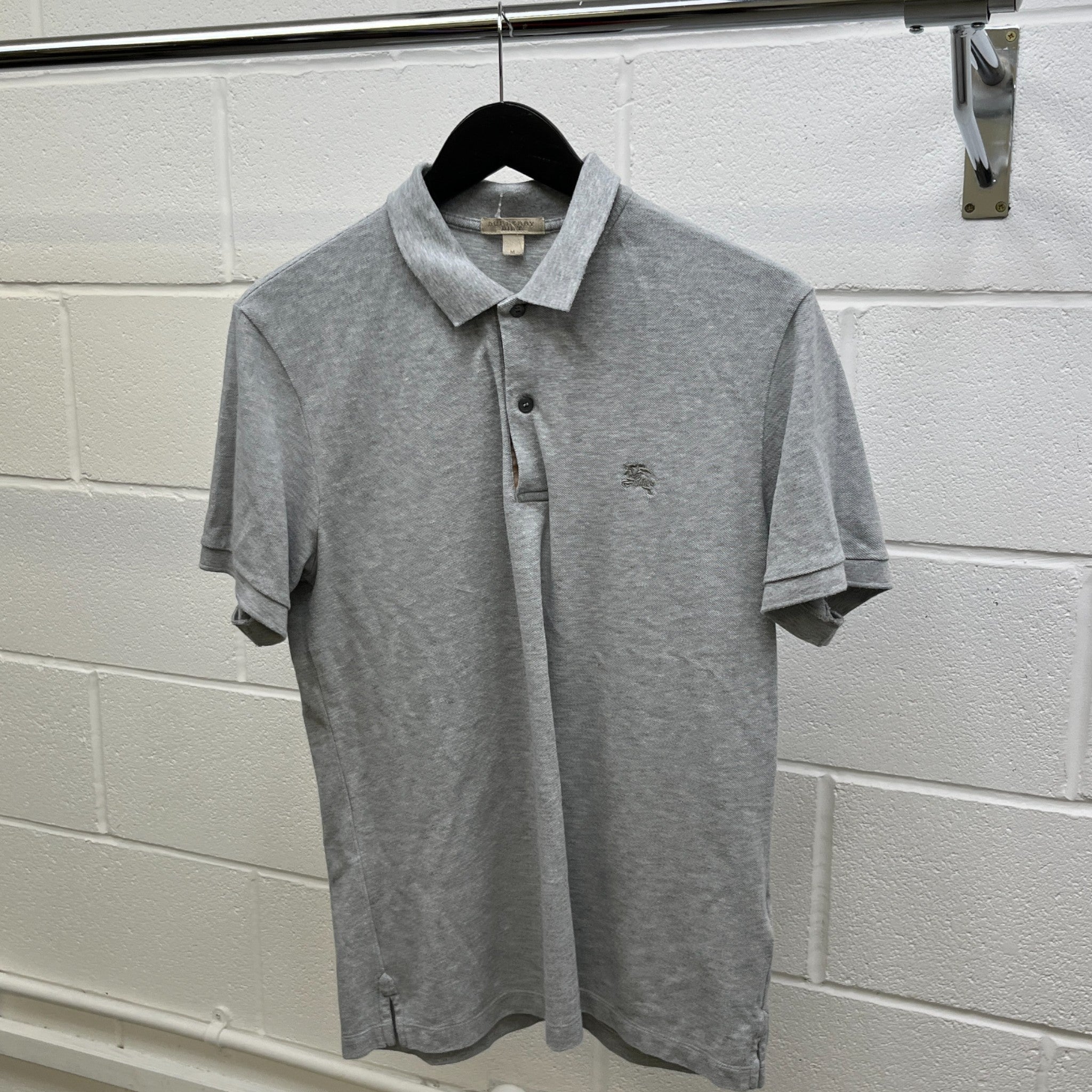 Men's Embroidered Logo Polo Shirt Grey Size M