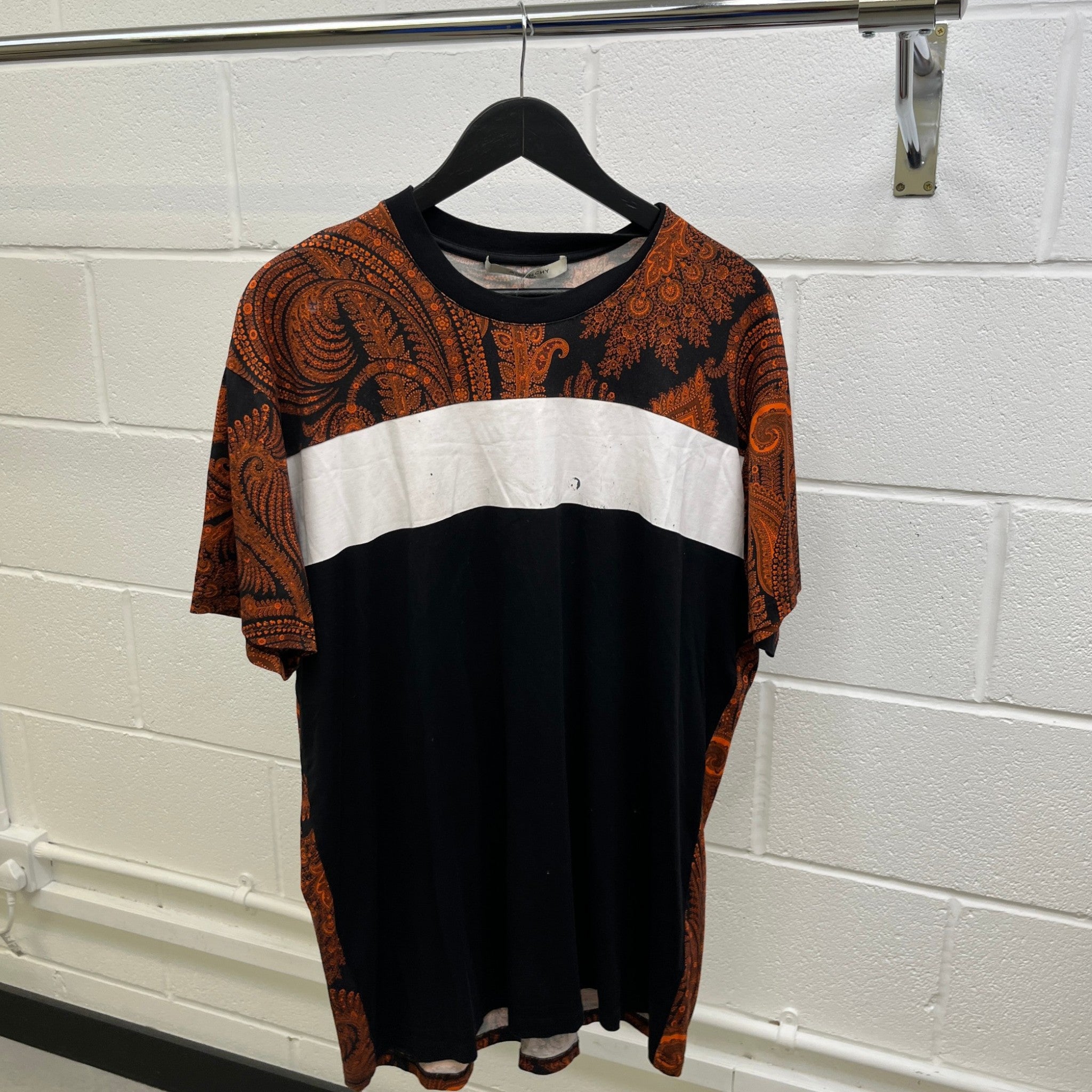 Men's Paisley Print T-Shirt Black Size M