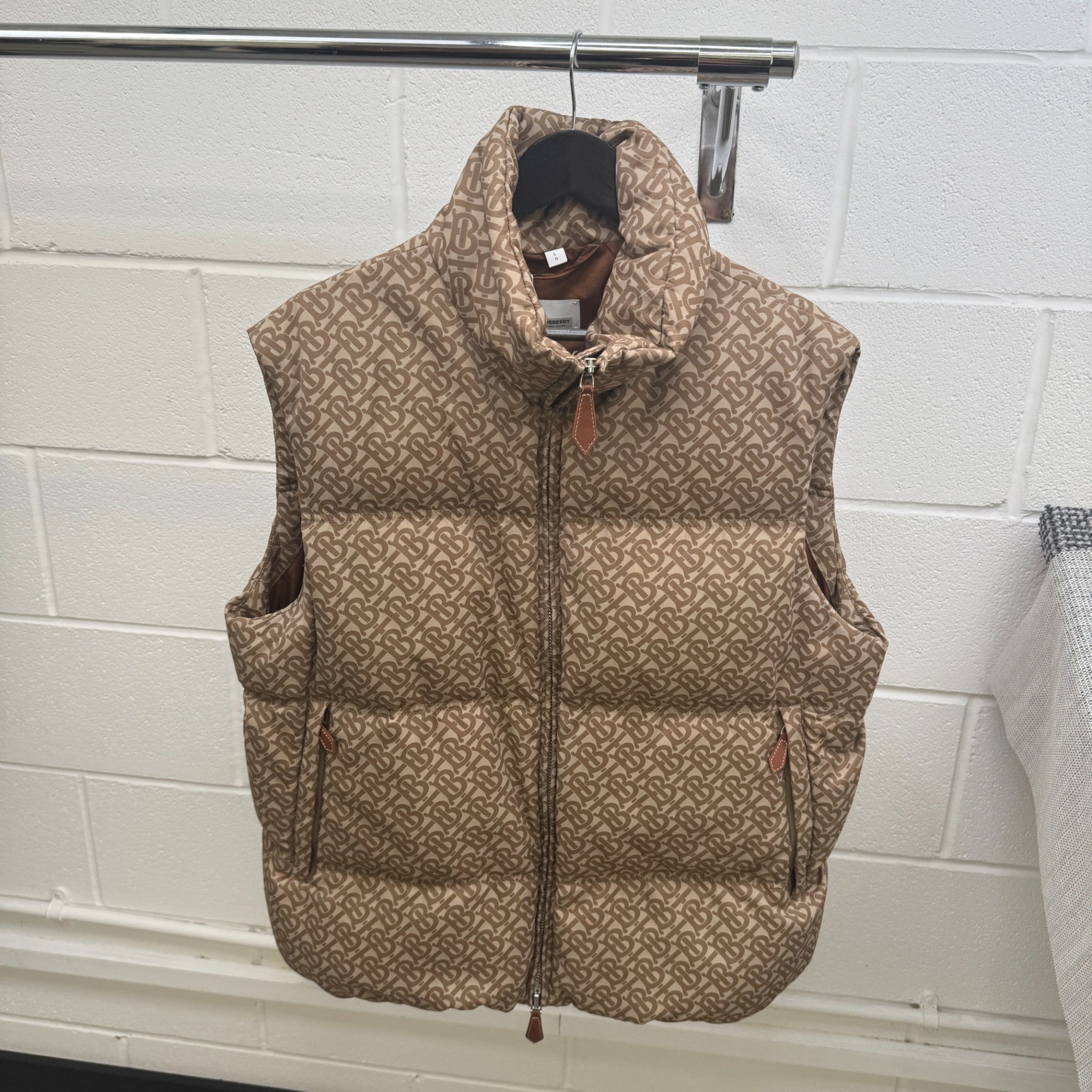 Men's Monogram Print Gilet Beige Size L