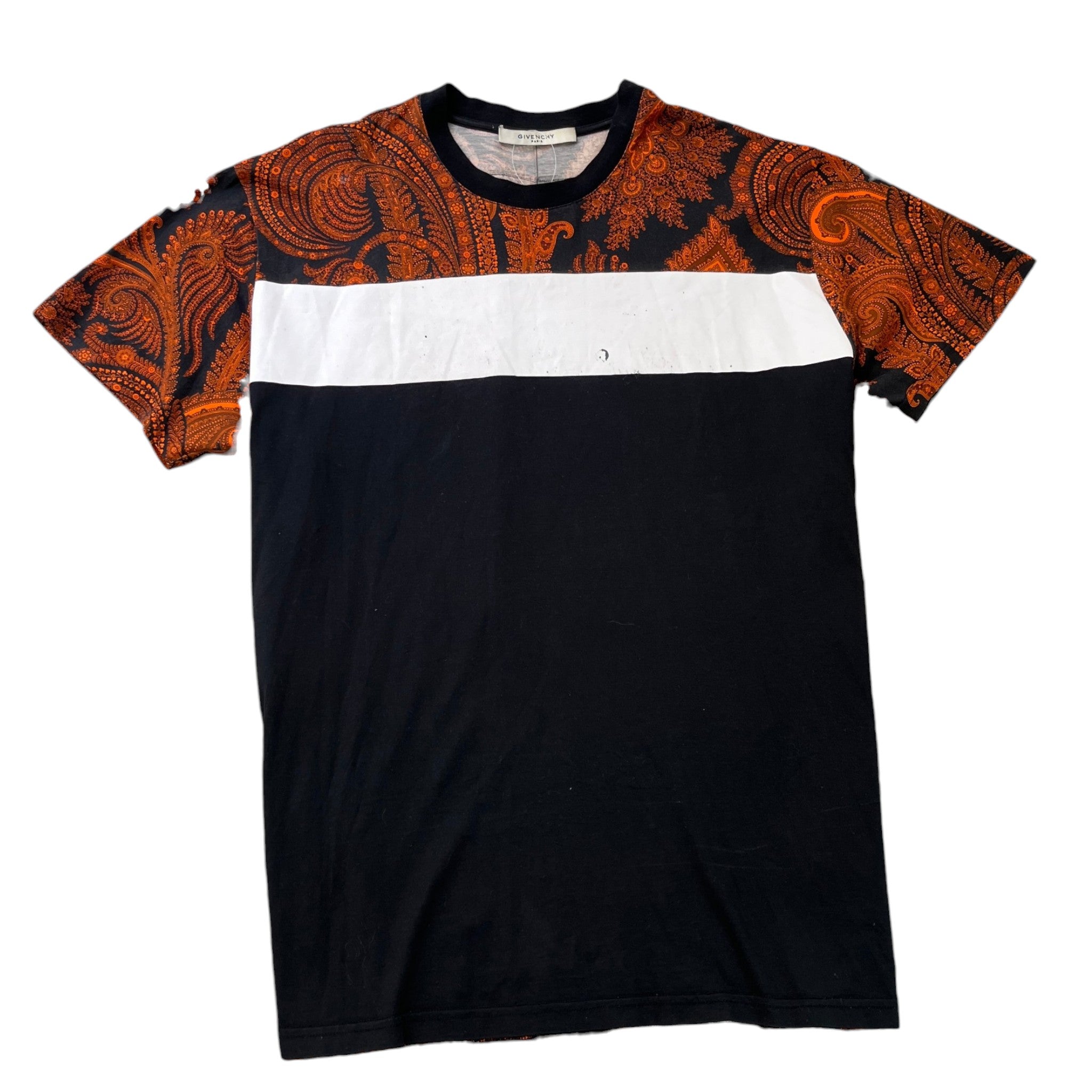 Men's Paisley Print T-Shirt Black Size M