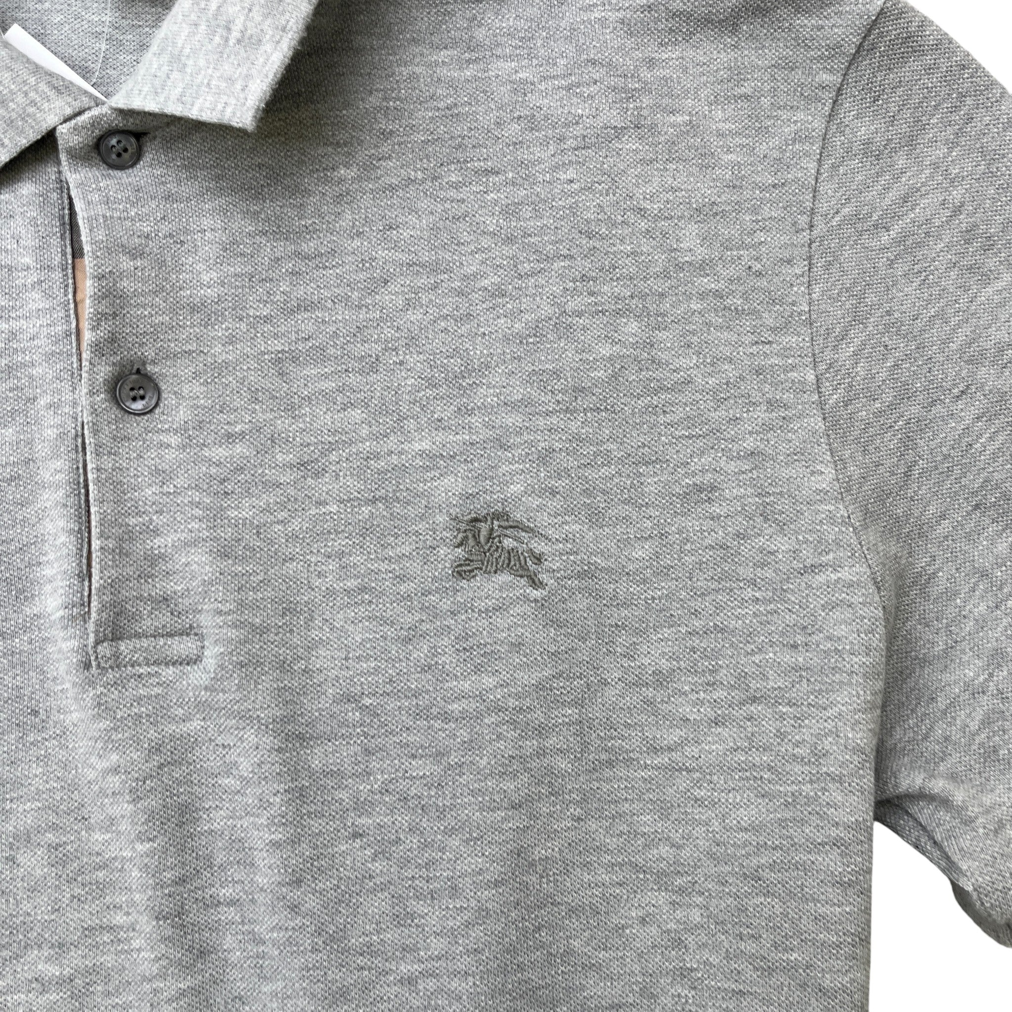 Men's Embroidered Logo Polo Shirt Grey Size M