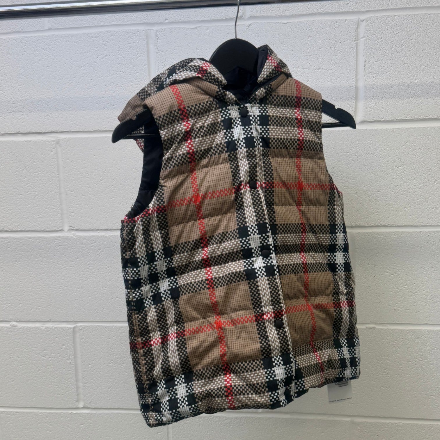 Men's Junior Reversible Check Pattern Gilet Burgundy Size Age 14