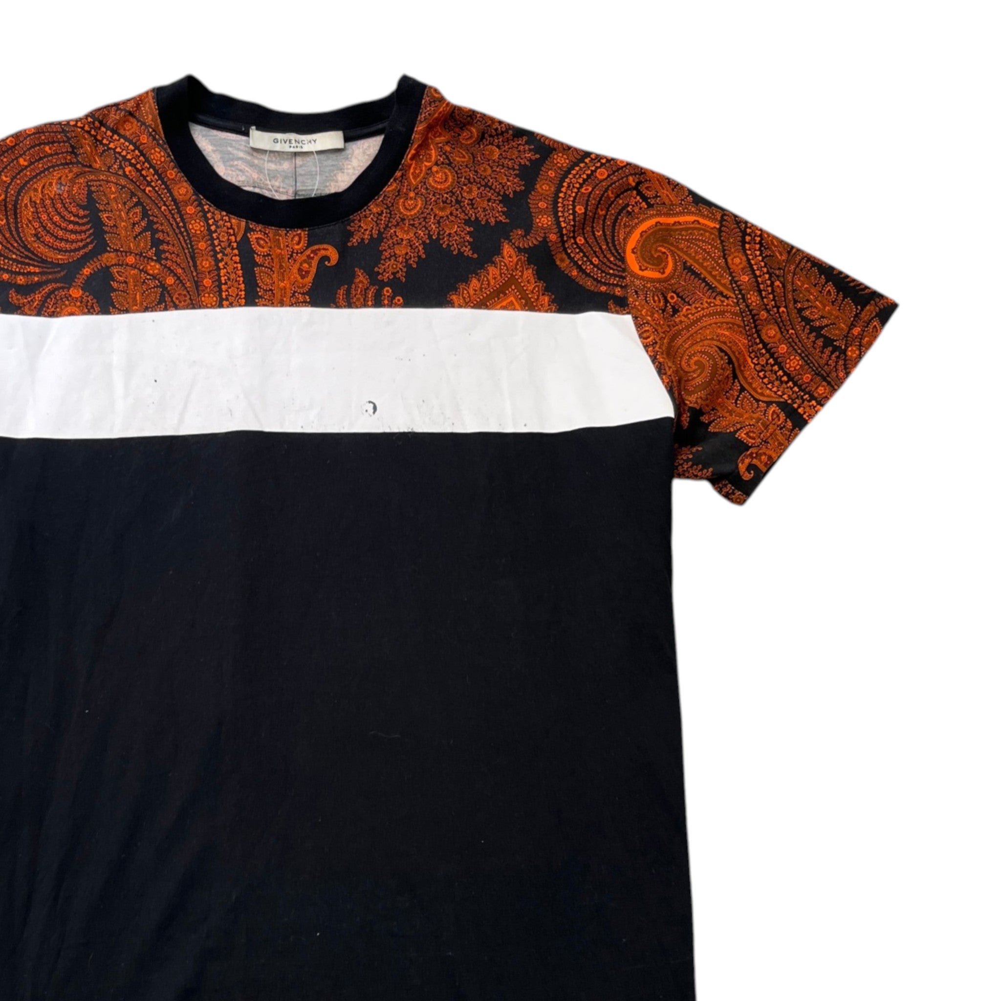 Men's Paisley Print T-Shirt Black Size M