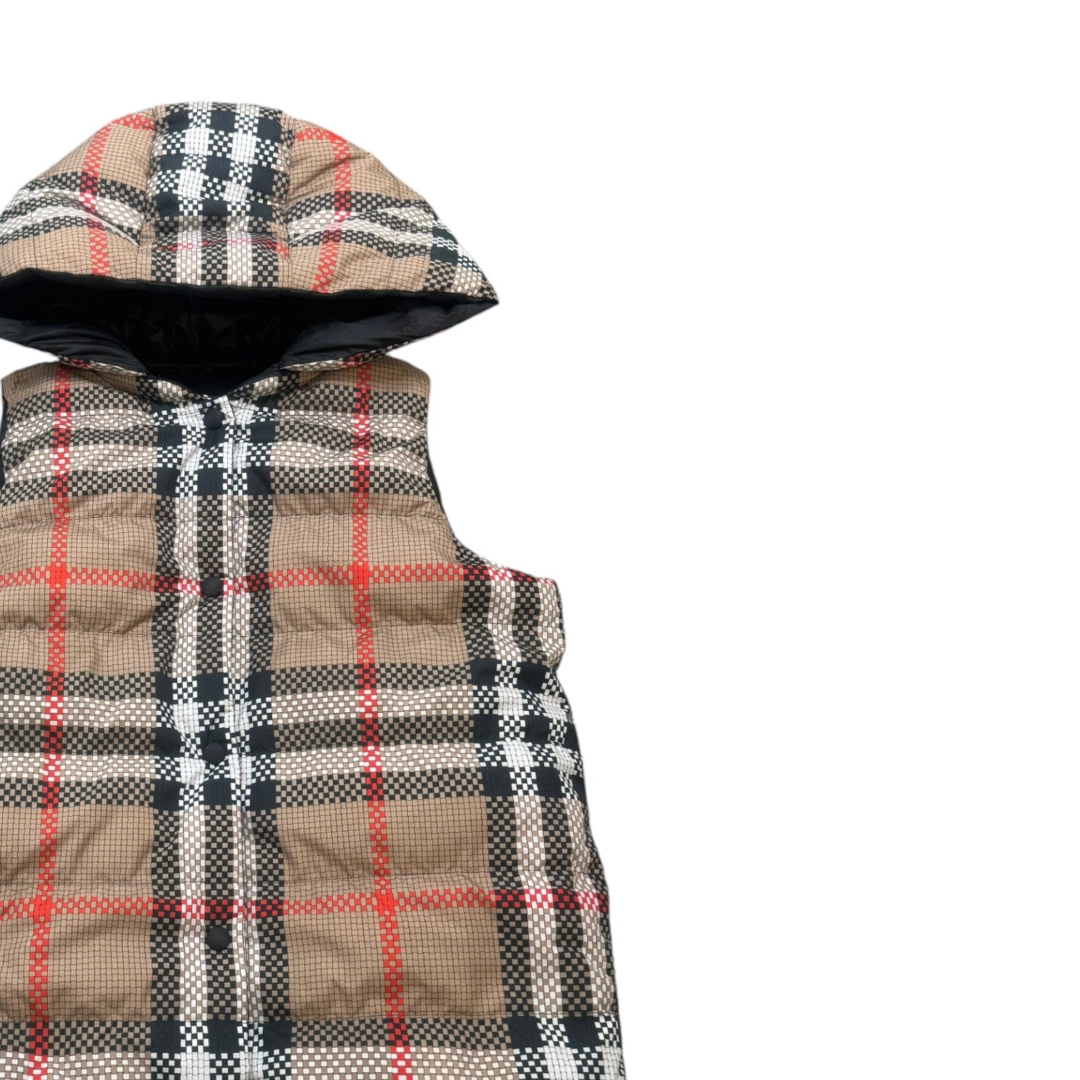 Men's Junior Reversible Check Pattern Gilet Burgundy Size Age 14