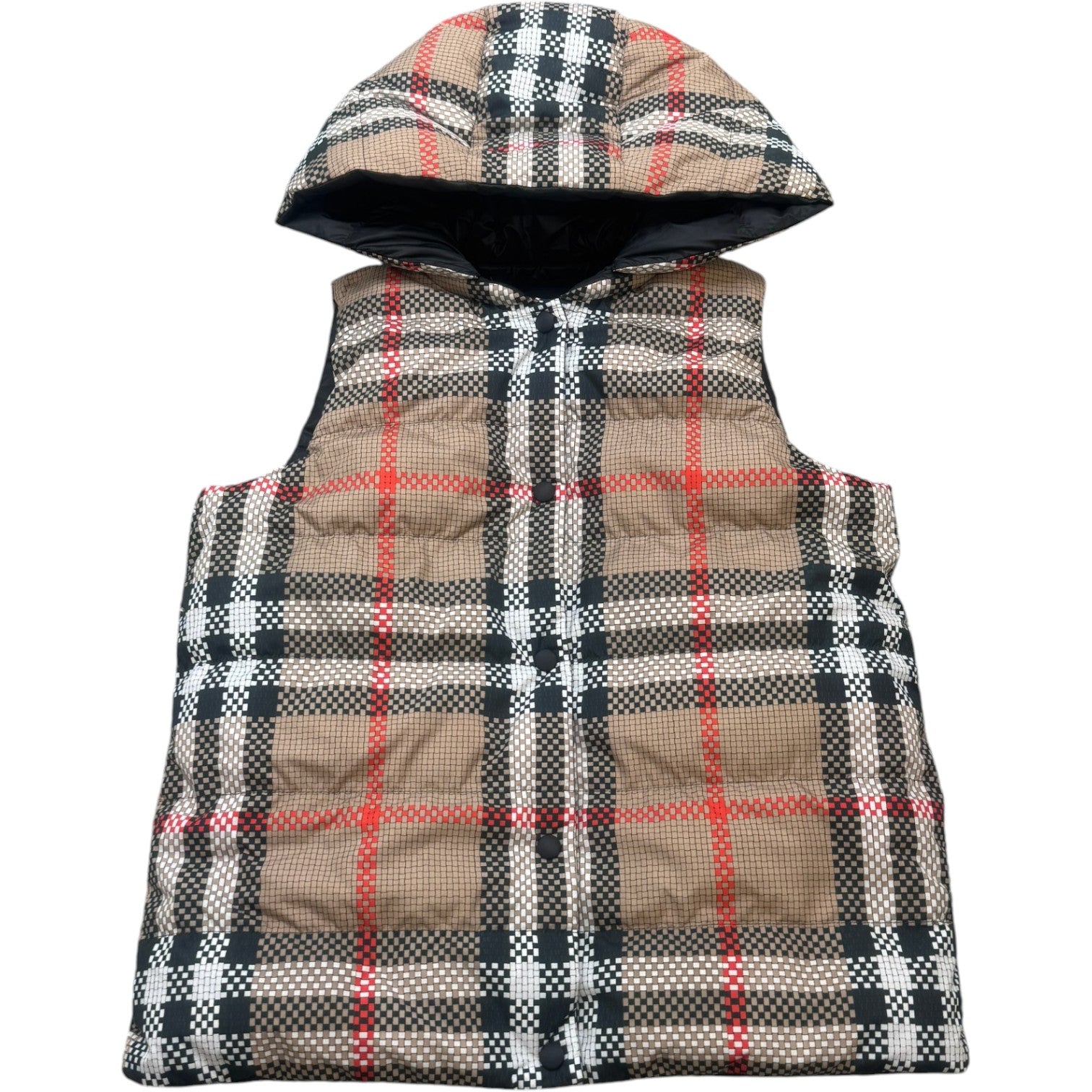 Men's Junior Reversible Check Pattern Gilet Burgundy Size Age 14