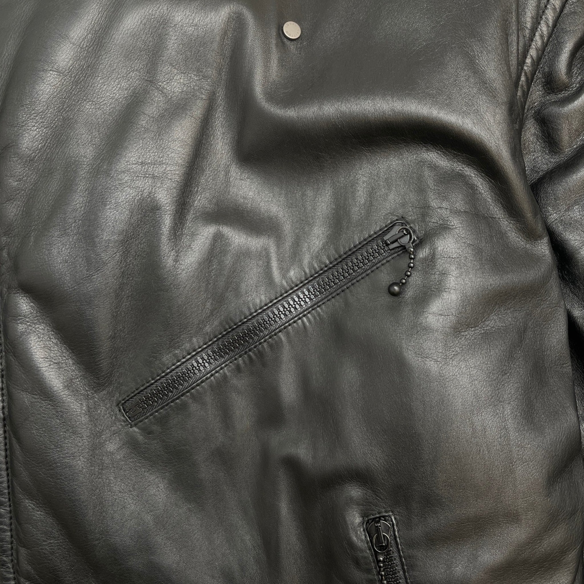Men's 2021 Lamb Leather Moto Jacket Black Size IT 58 / XXXXL
