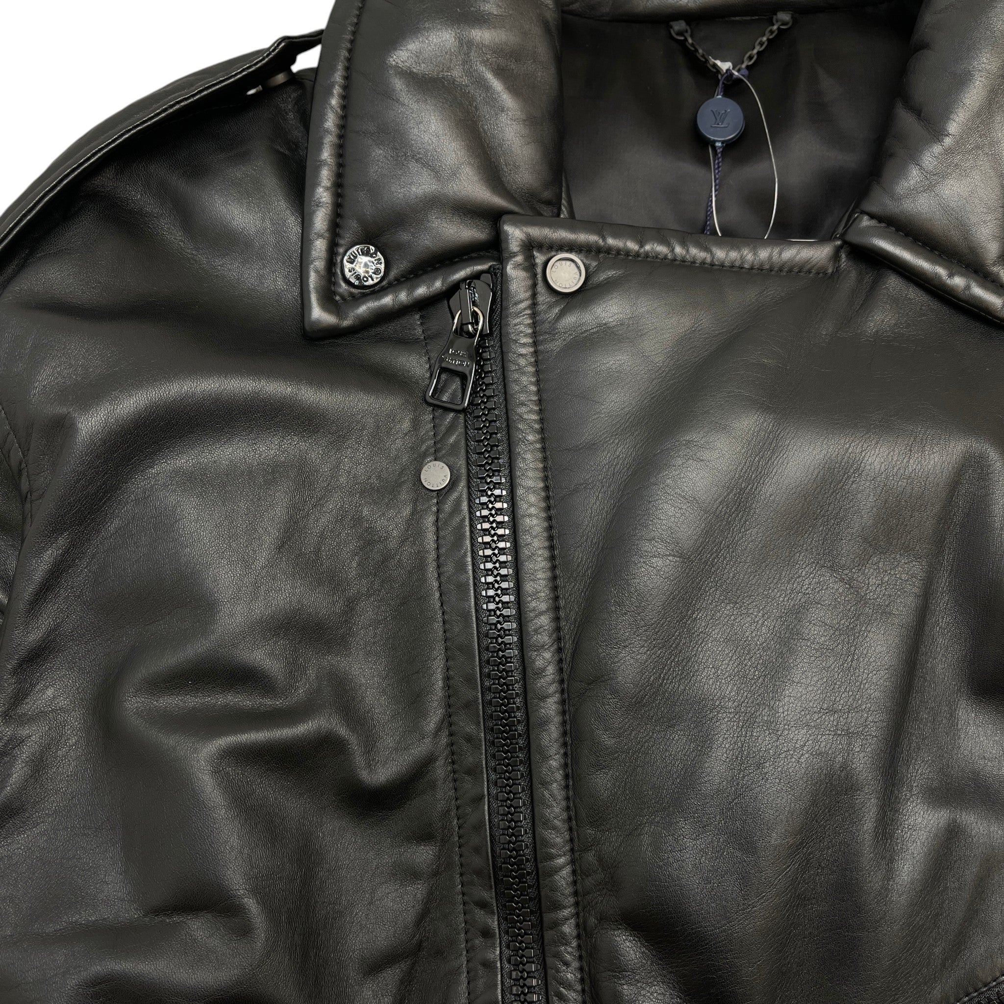 Men's 2021 Lamb Leather Moto Jacket Black Size IT 58 / XXXXL