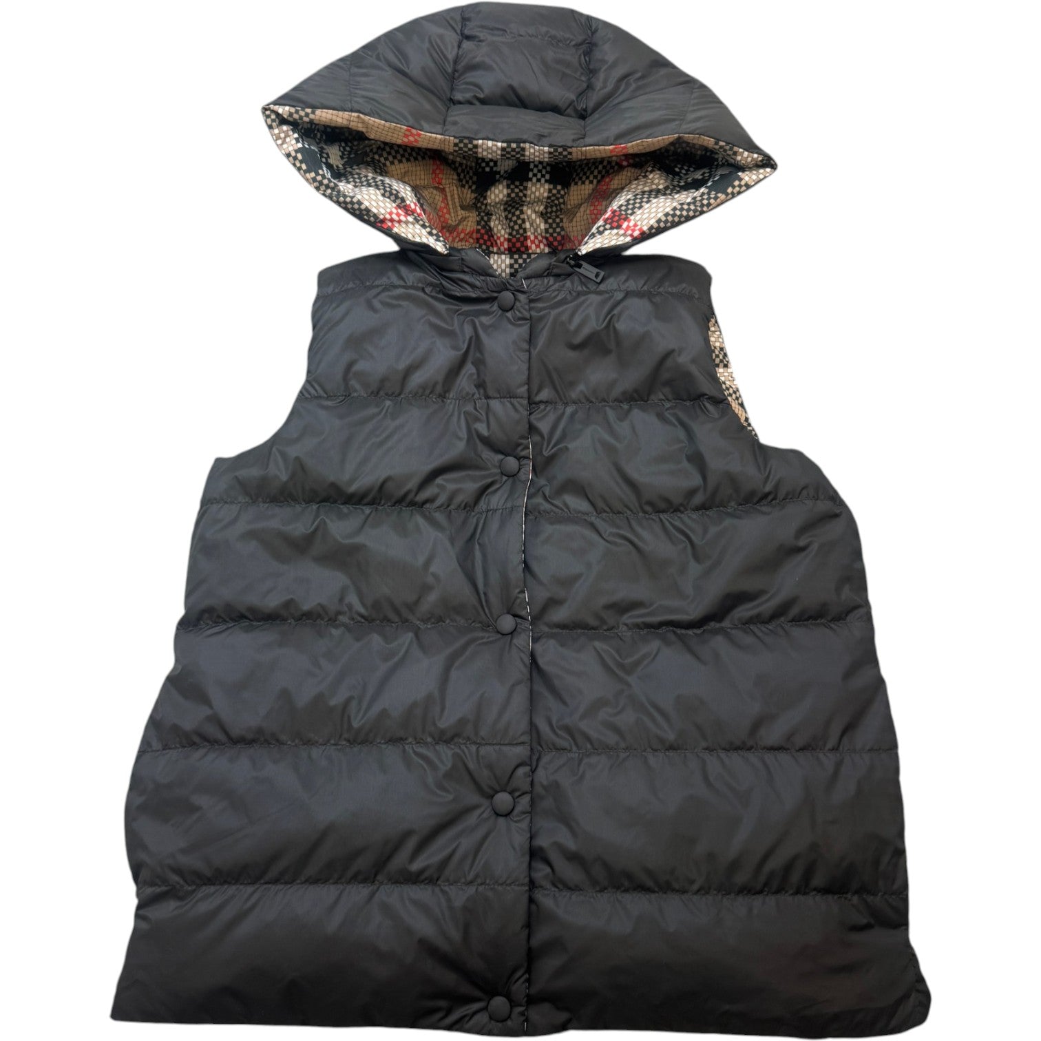 Men's Junior Reversible Check Pattern Gilet Burgundy Size Age 14