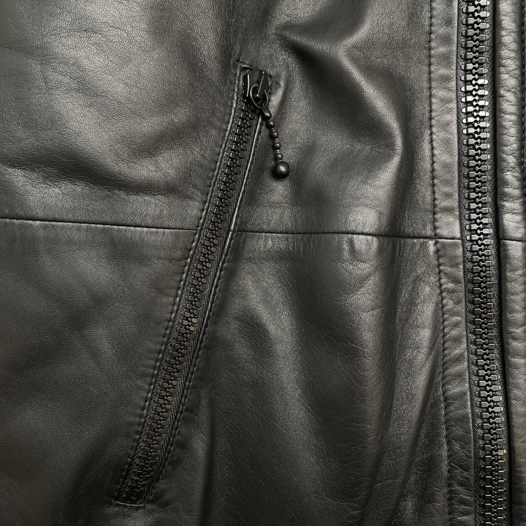 Men's 2021 Lamb Leather Moto Jacket Black Size IT 58 / XXXXL
