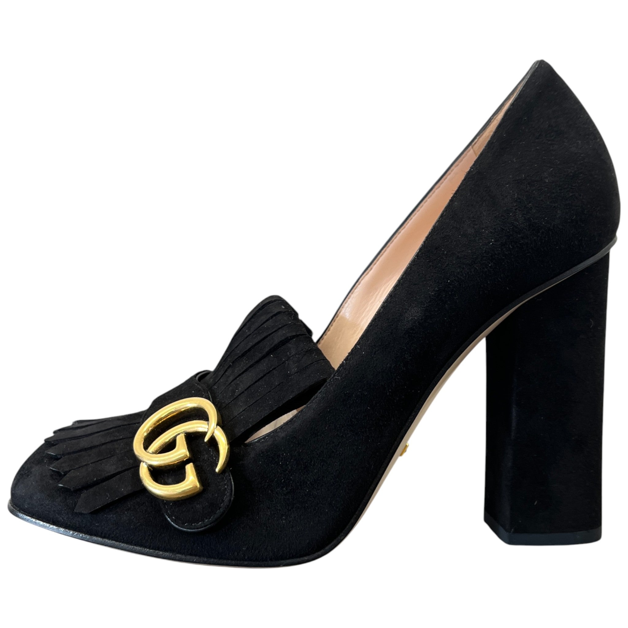 Women's Gg Marmont Fringed Heels Black Size EU 40 / UK 7