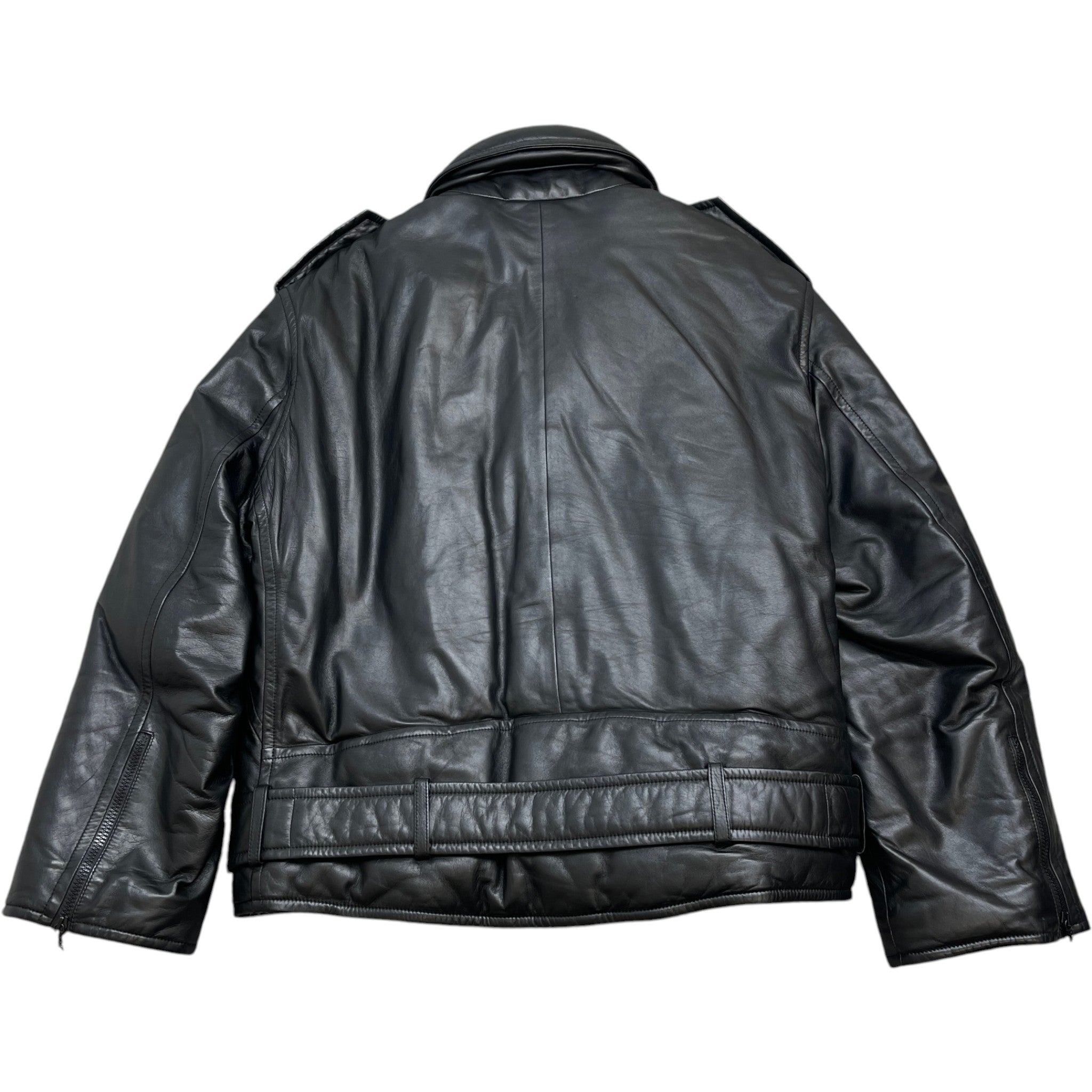 Men's 2021 Lamb Leather Moto Jacket Black Size IT 58 / XXXXL