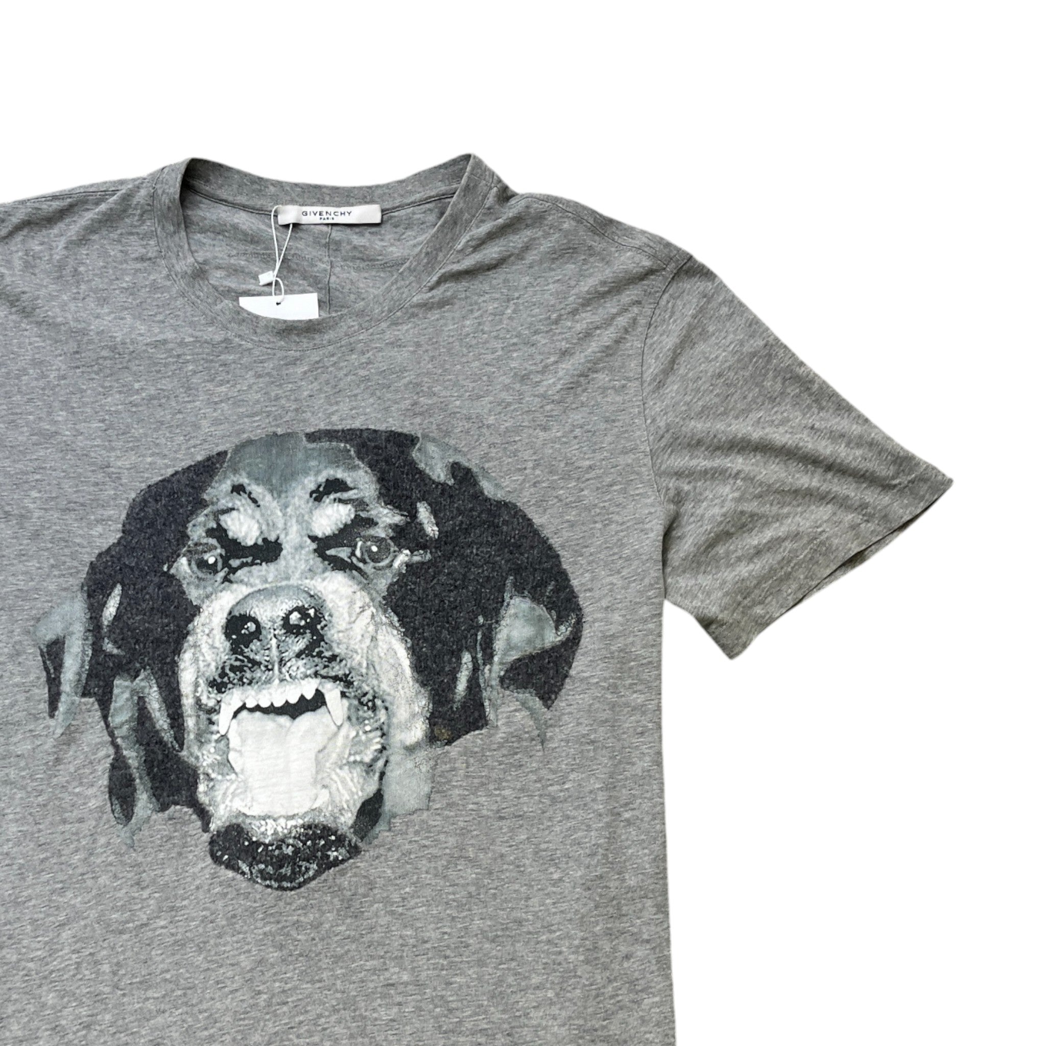 Men's Rottweiler Print T-Shirt Grey Size XXL