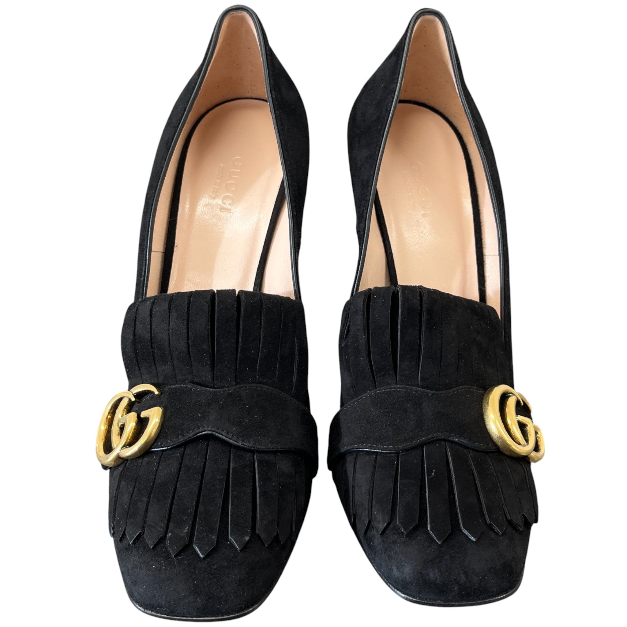Women's Gg Marmont Fringed Heels Black Size EU 40 / UK 7